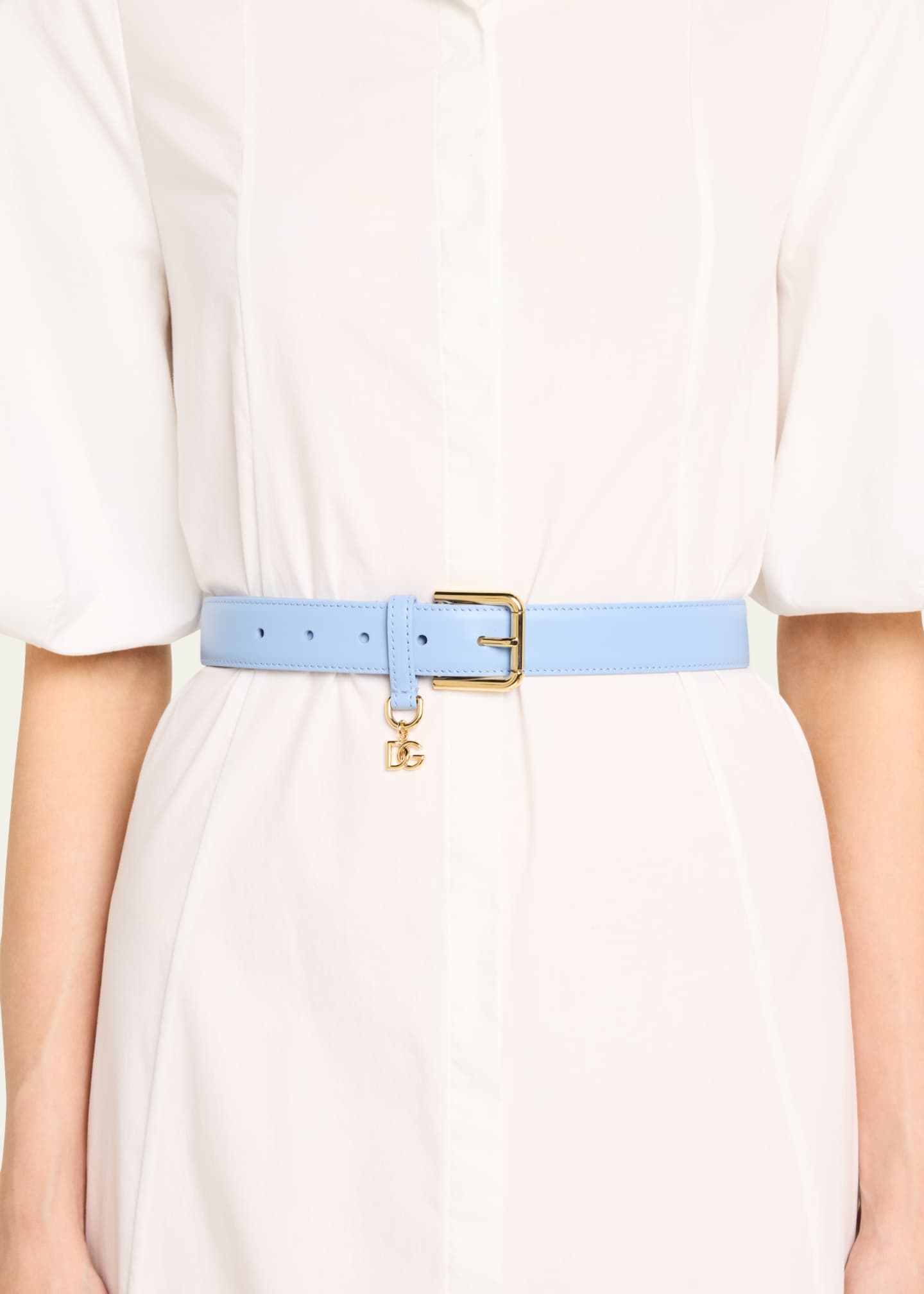 Dolce&Gabbana DG Charm Smooth Leather & Brass Belt Image 2 of 2