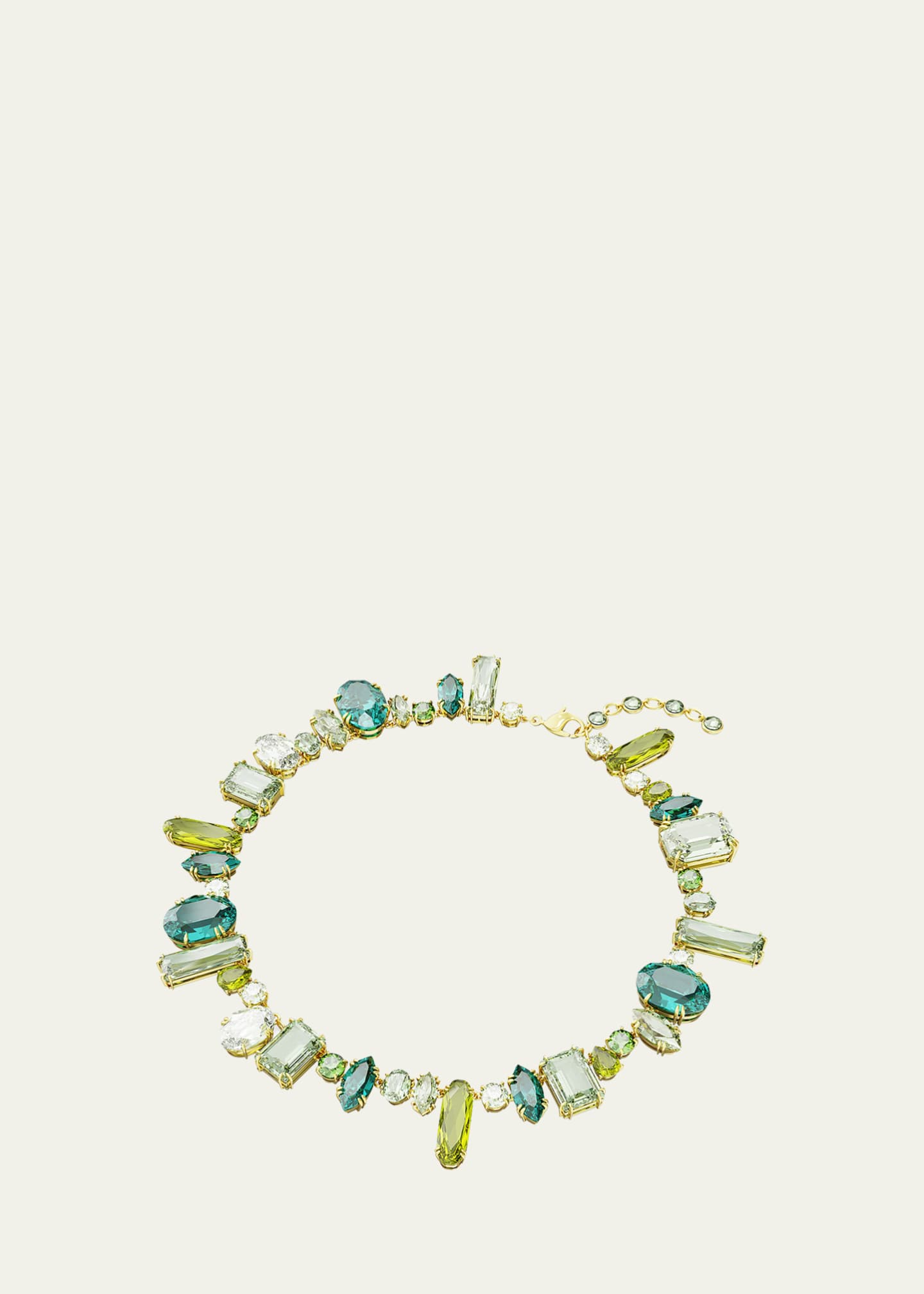 SWAROVSKI Gema Gold-Tone Mix-Cut Green Crystal Necklace - Bergdorf Goodman