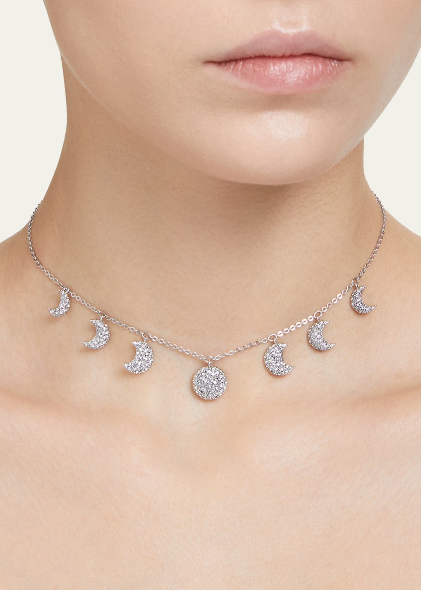 SWAROVSKI Luna Rhodium-Plated Crystal Pave Moon Choker Necklace Image 2 of 5