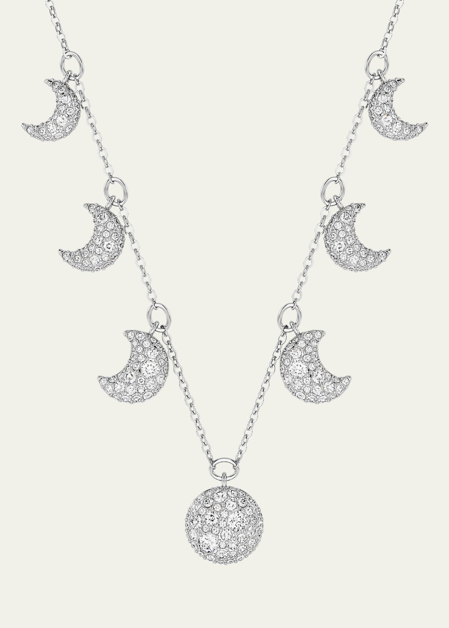 SWAROVSKI Luna Rhodium-Plated Crystal Pave Moon Choker Necklace Image 3 of 5
