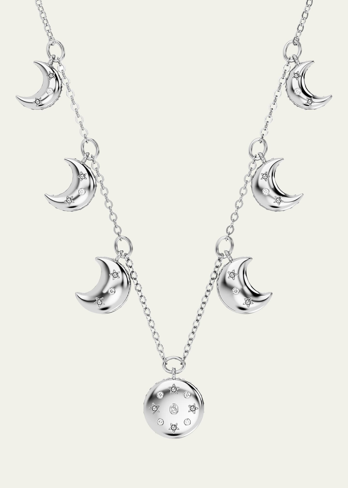 SWAROVSKI Luna Rhodium-Plated Crystal Pave Moon Choker Necklace Image 5 of 5