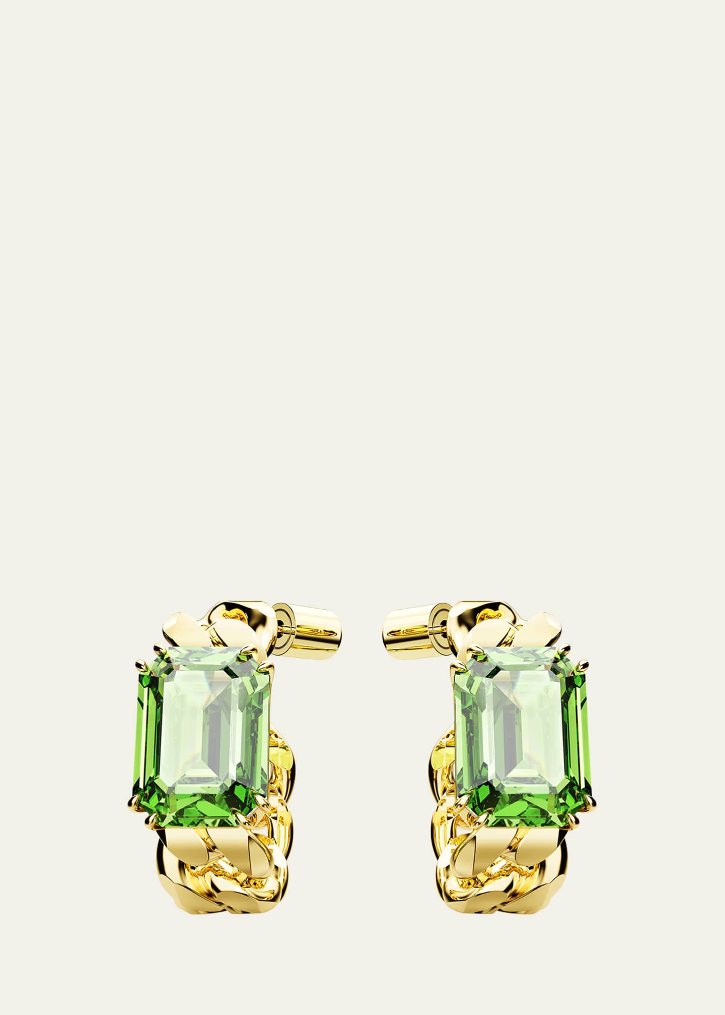 SWAROVSKI Millenia GoldTone OctagonCut Green Crystal Chain Hoop