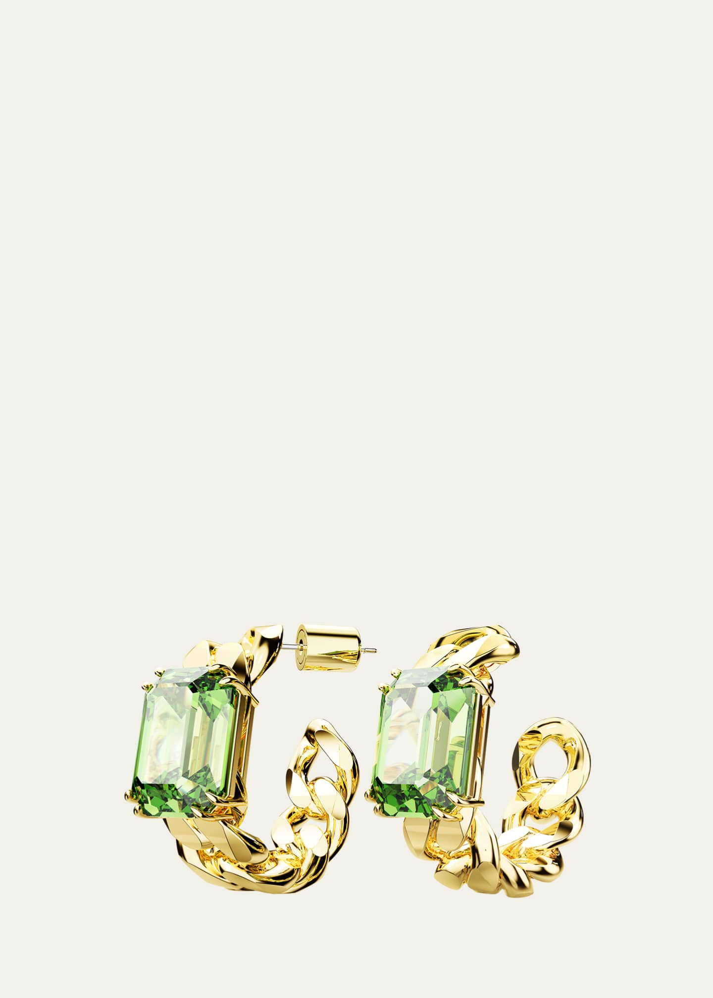 SWAROVSKI Millenia GoldTone OctagonCut Green Crystal Chain Hoop