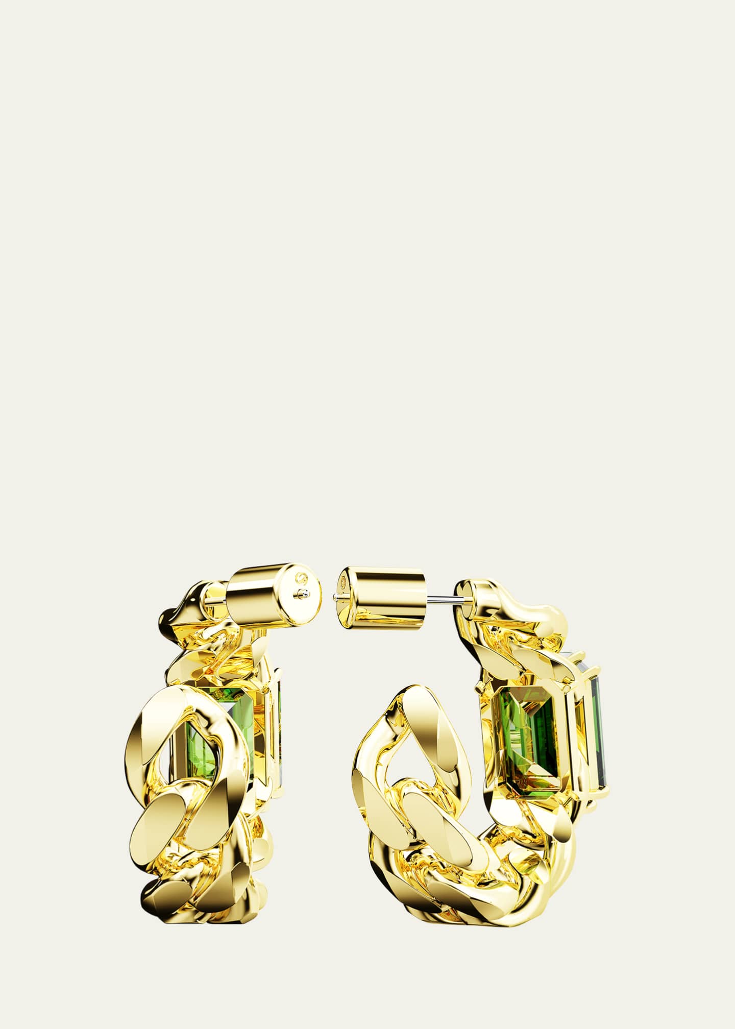 SWAROVSKI Millenia GoldTone OctagonCut Green Crystal Chain Hoop