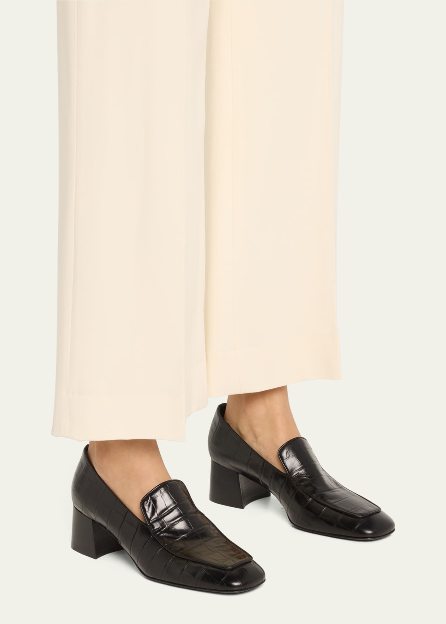 Block heel loafer pumps top