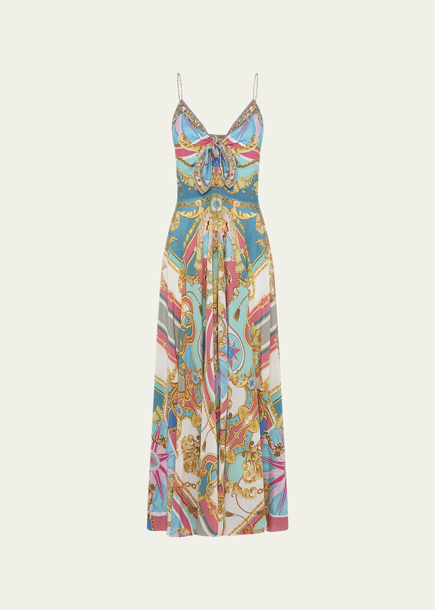 Camilla long dress clearance with tie front
