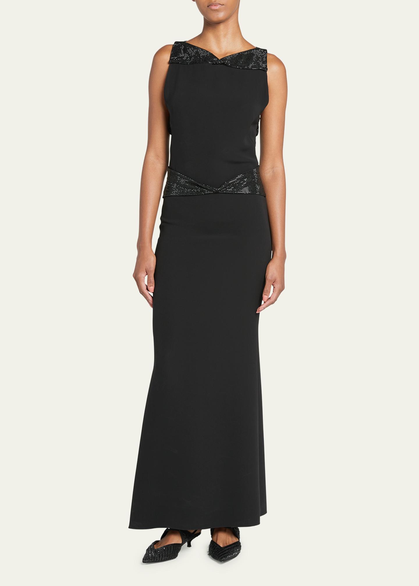 Giorgio Armani Crystal Back Cutout Trumpet Silk Gown - Bergdorf