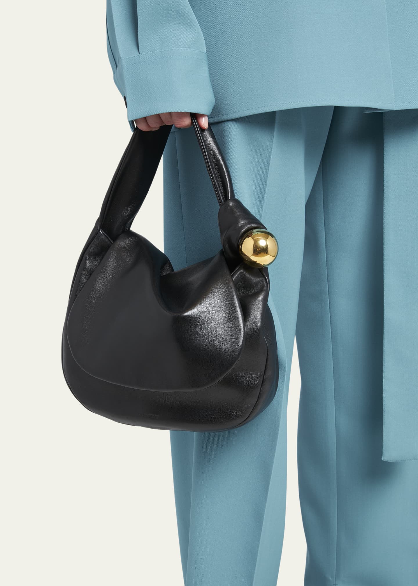 Jil Sander Sphere Flat Napa Leather Shoulder Bag - Bergdorf Goodman
