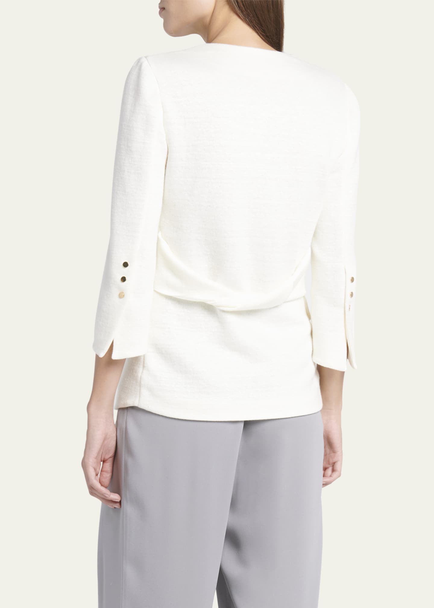 Giorgio Armani Snap Button Three-Quarter-Sleeve Viscose Blazer Image 3 of 5