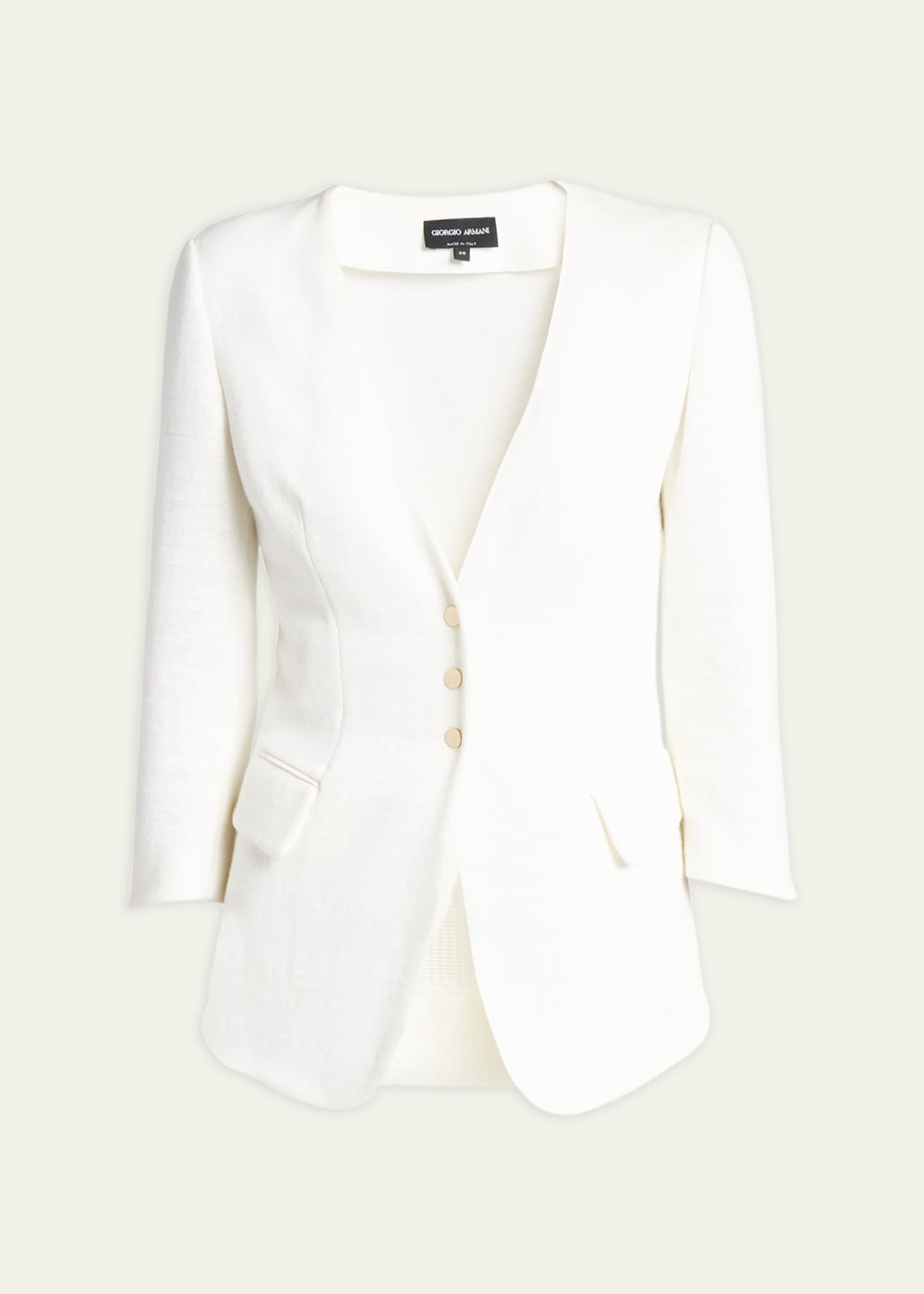 Giorgio Armani Snap Button Three-Quarter-Sleeve Viscose Blazer Image 1 of 5