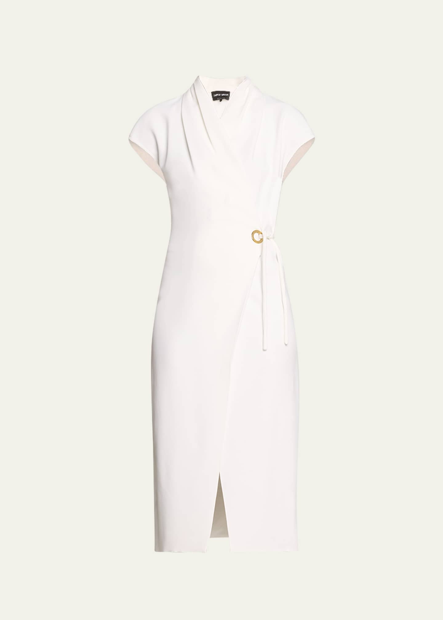 Giorgio Armani Silk Wrap Midi Dress with Tie Detail