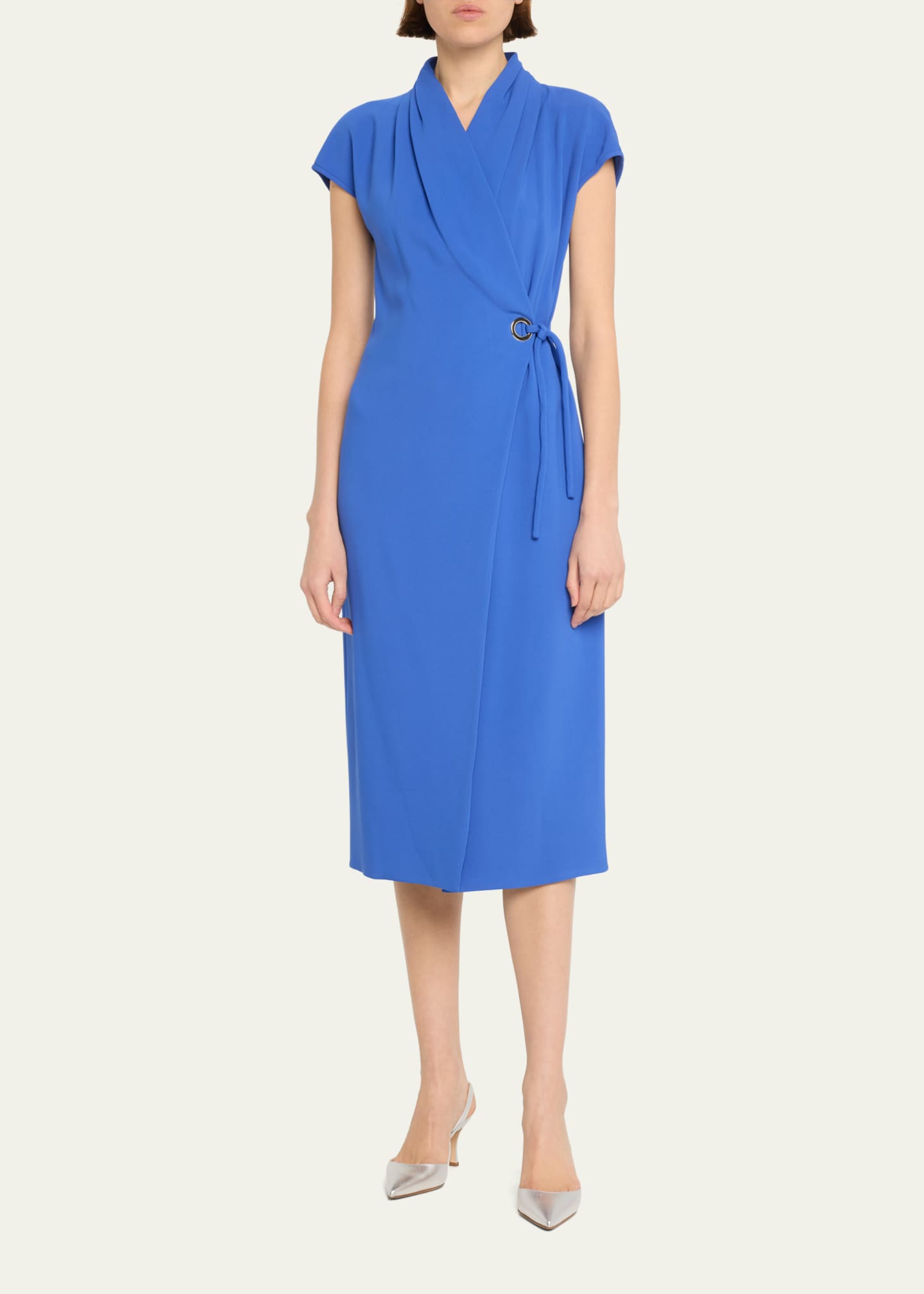 Giorgio Armani Wrap Midi Dress with Tie Detail Image 2 of 5