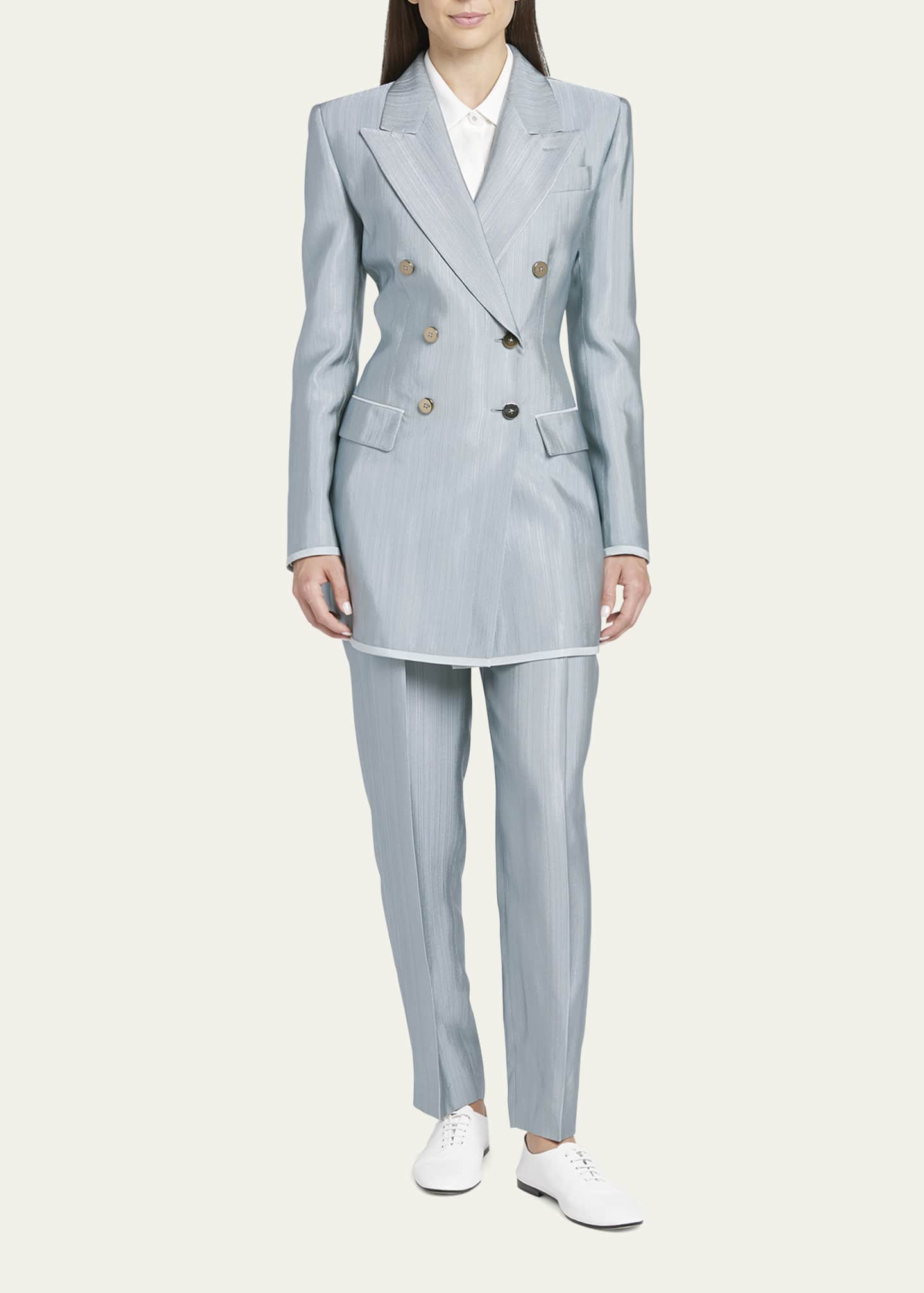 Giorgio Armani Textured Viscose Double-Breasted Blazer Image 2 of 5