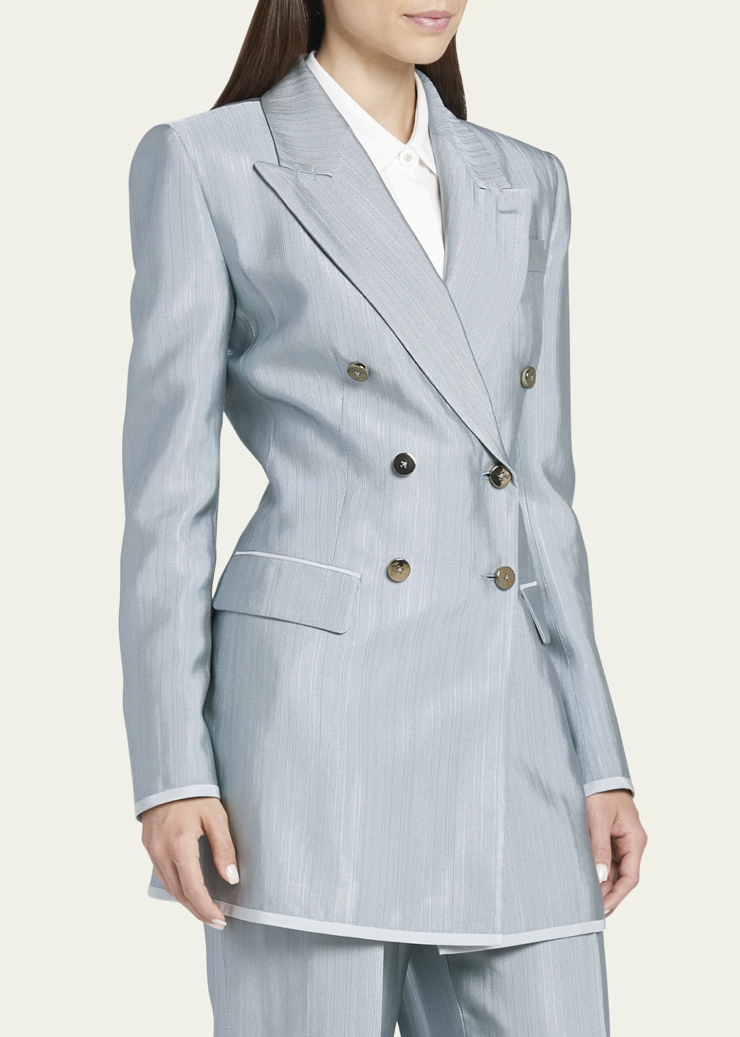 Giorgio Armani Textured Viscose Double-Breasted Blazer Image 4 of 5