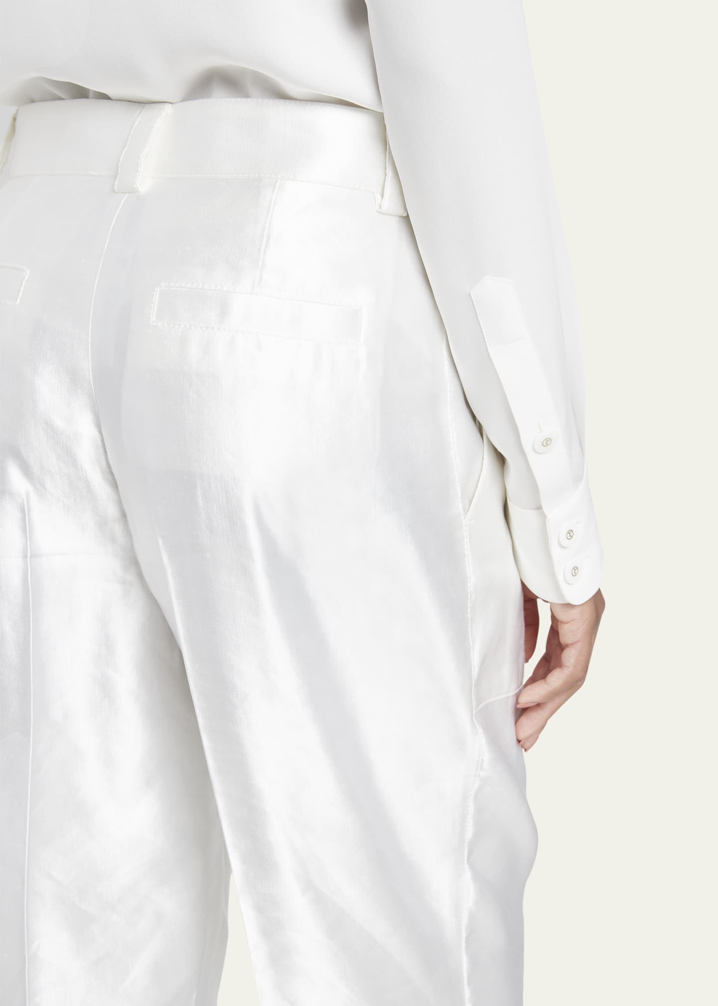 Giorgio Armani Pintuck Linen Silk Cigarette Trousers Image 5 of 5