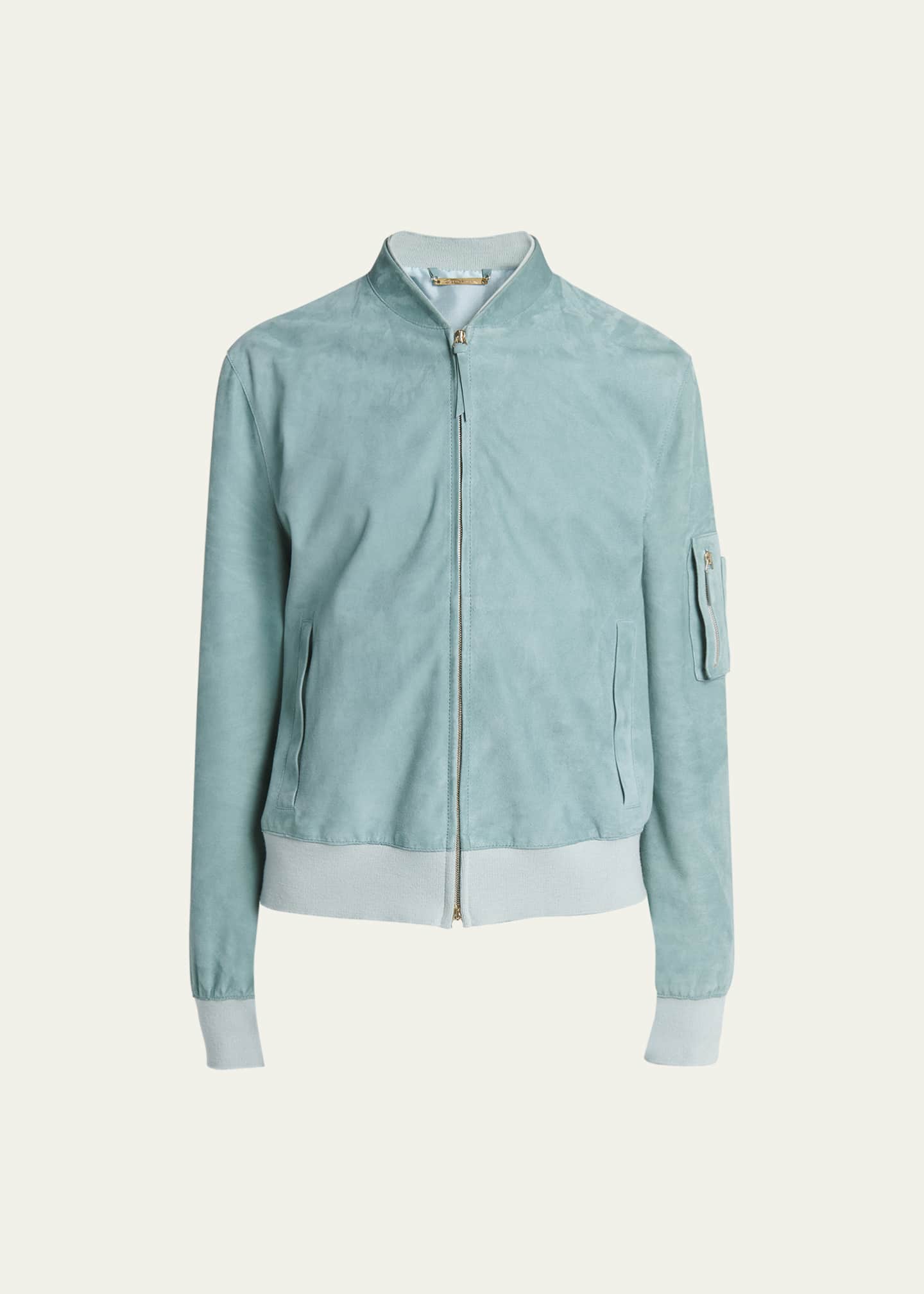 Giorgio Armani Suede Zip Front Bomber Jacket Bergdorf Goodman