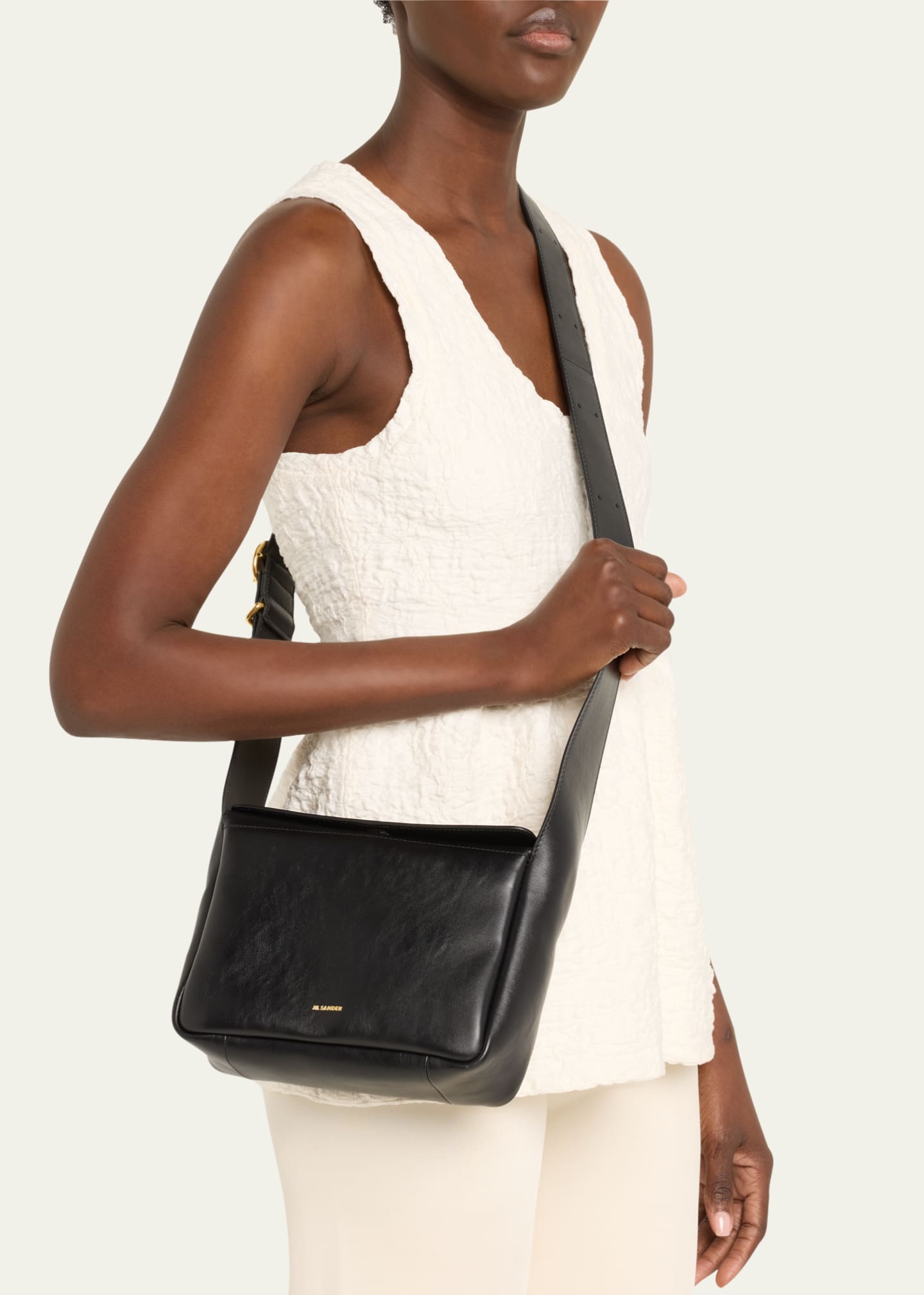 Jil Sander XS Fold-Over Flap Leather Shoulder Bag - Bergdorf Goodman