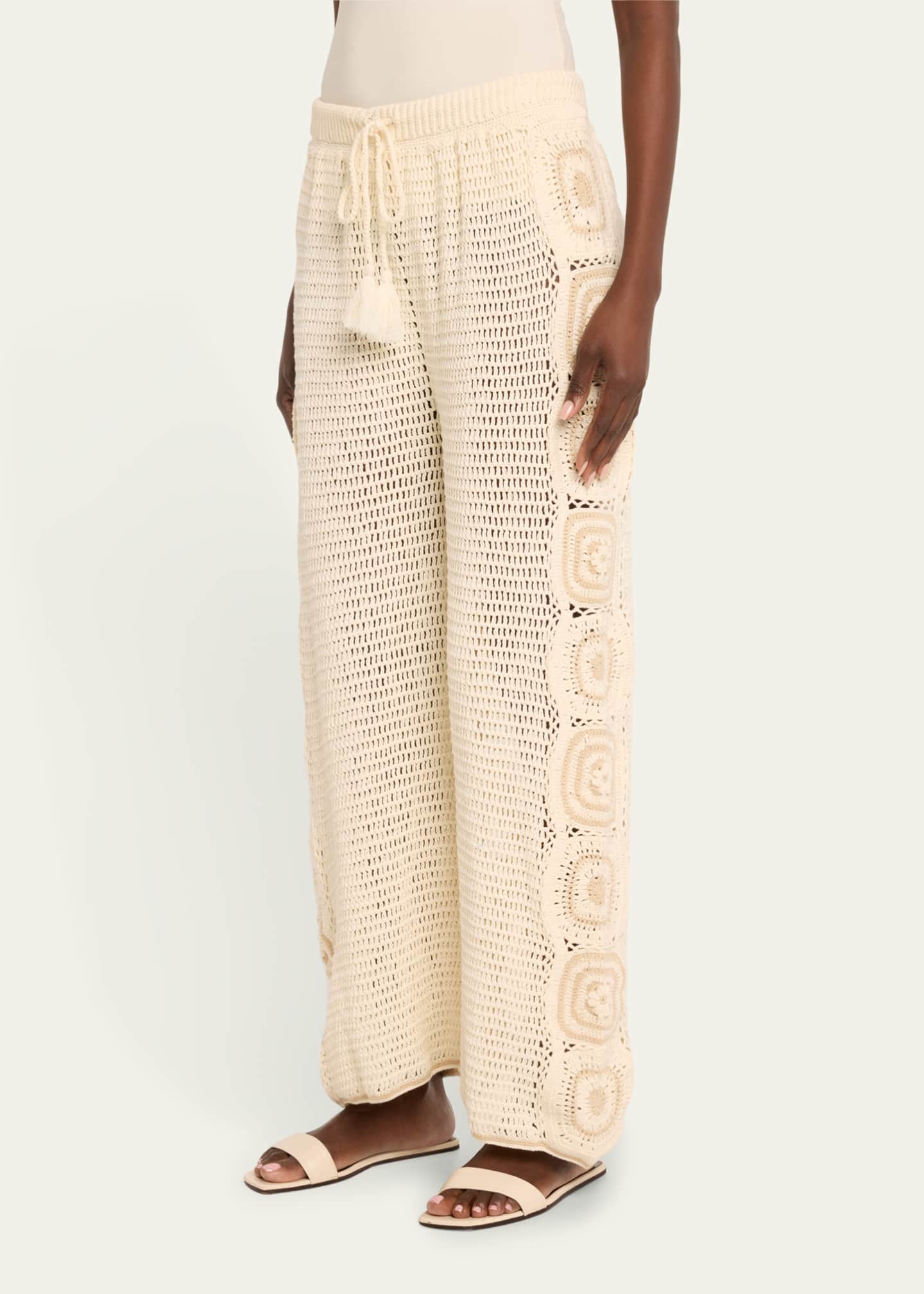 Hannah Artwear Kasi Wide-Leg Cotton Crochet Pants - Bergdorf Goodman