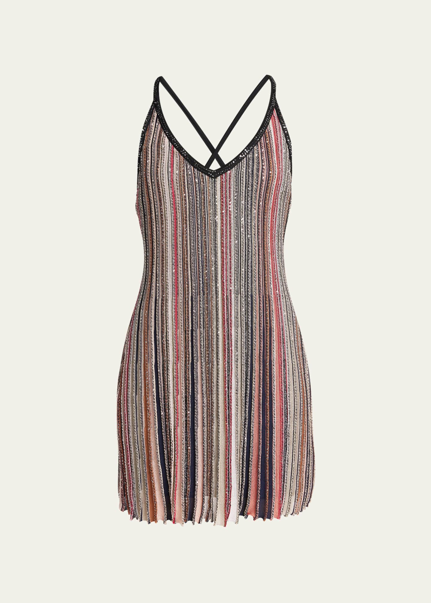 Missoni Multicolor Partialized Knit Mini Dress with Sequins - Bergdorf ...