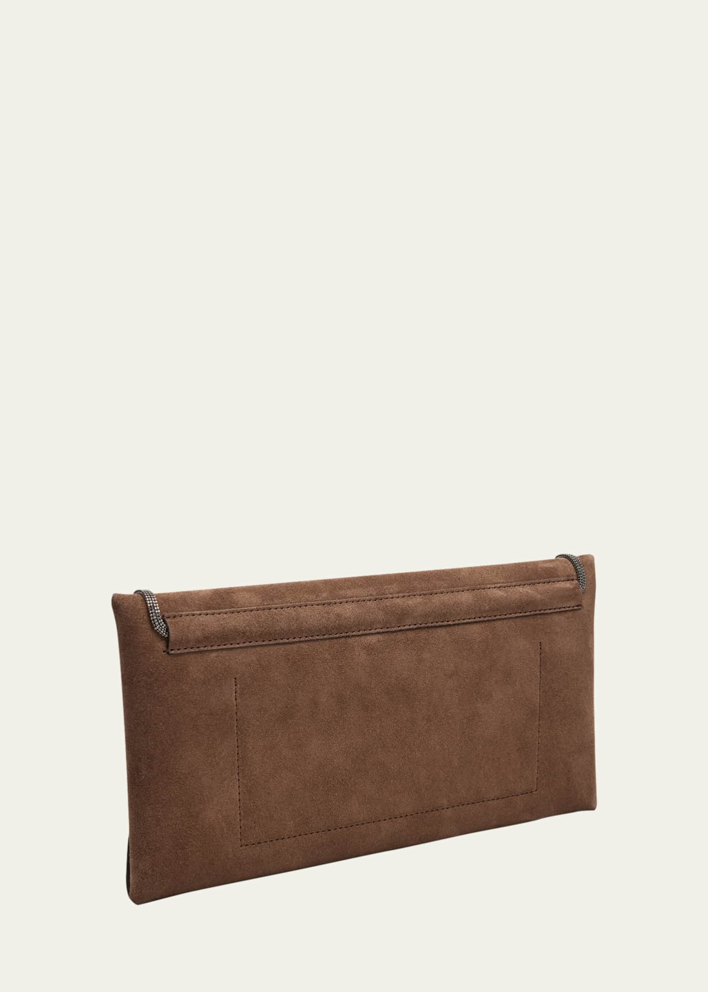Brunello Cucinelli Monili Envelope Flap Suede Clutch Bag Image 3 of 5