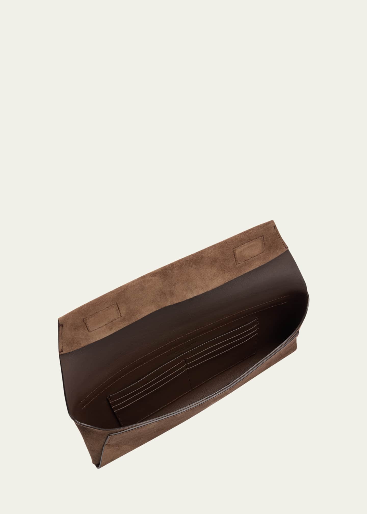 Brunello Cucinelli Monili Envelope Flap Suede Clutch Bag Image 4 of 5