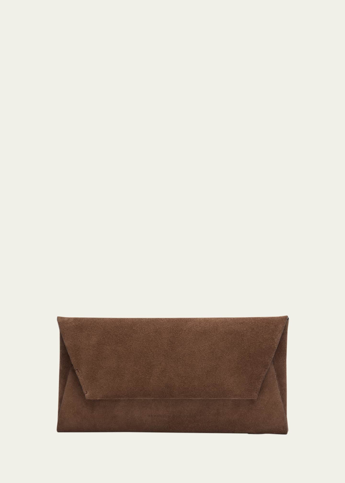 Brunello Cucinelli Monili Envelope Flap Suede Clutch Bag Image 1 of 5