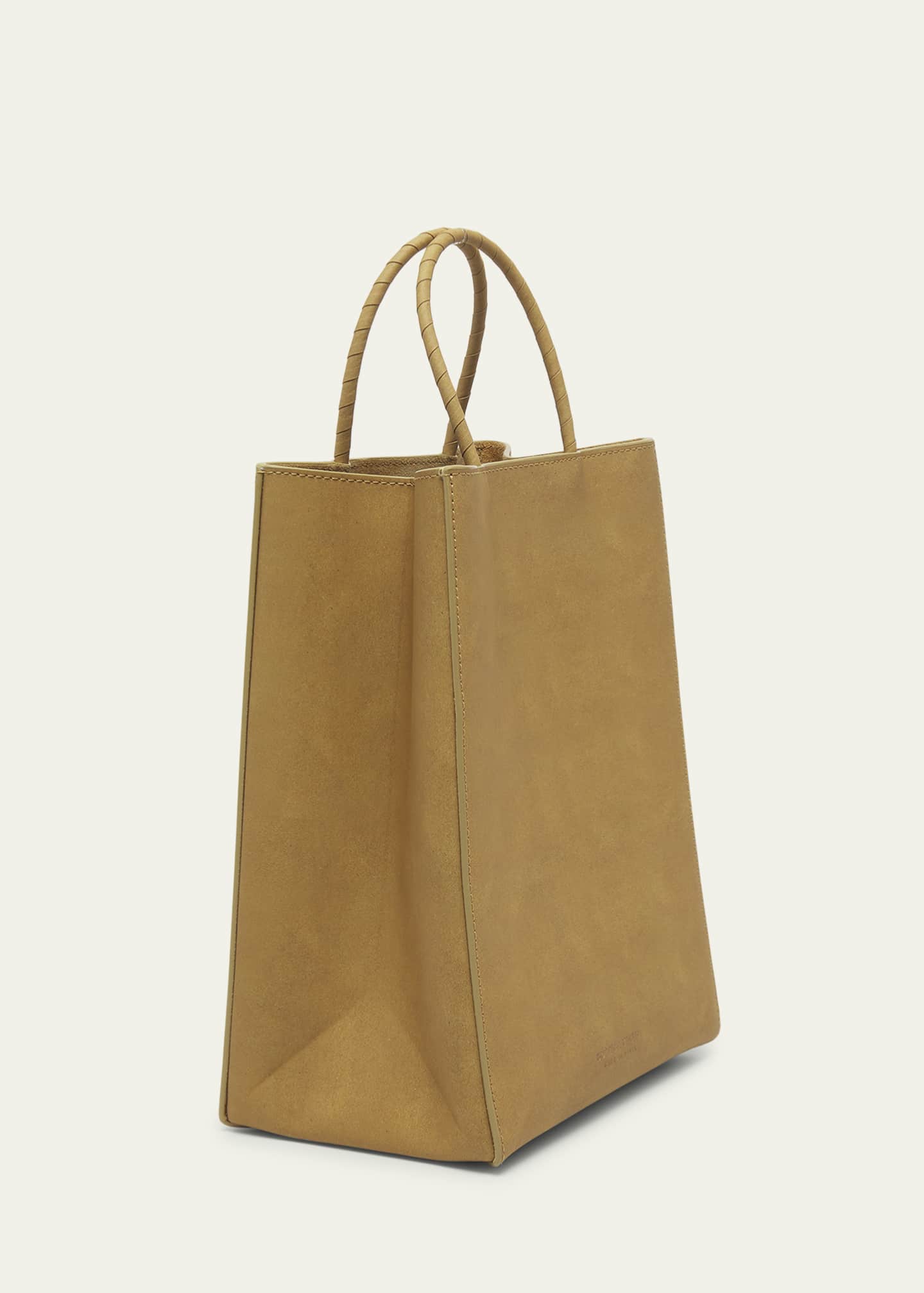 Bottega Veneta Small Raw Paper Leather Top-Handle Bag - Bergdorf Goodman