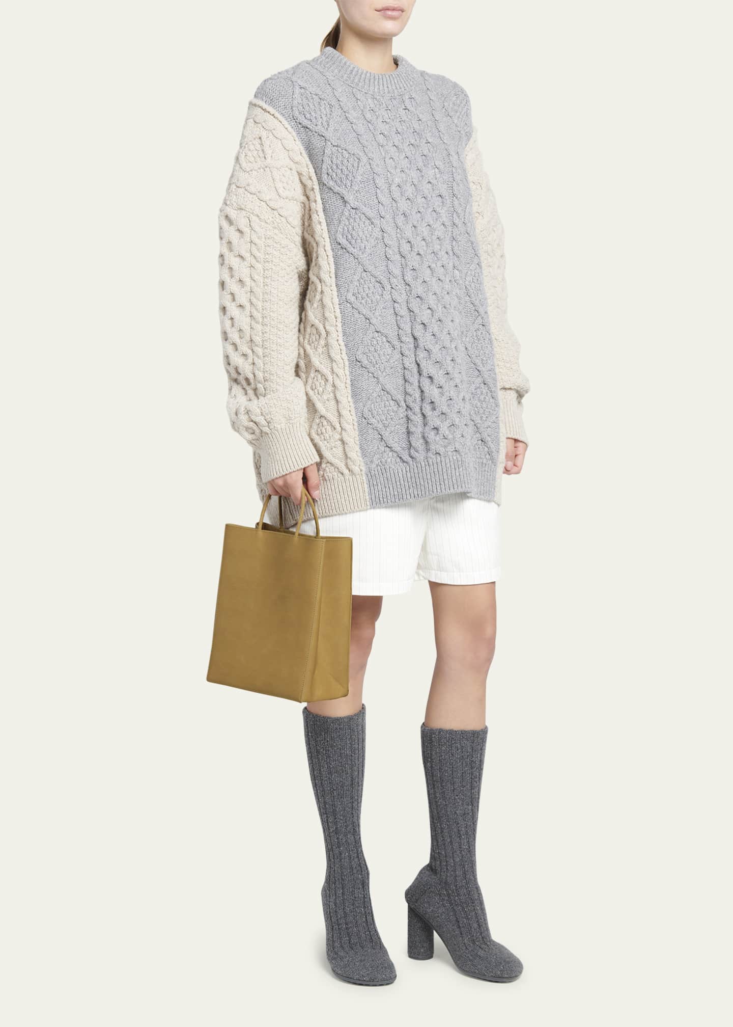 Bottega Veneta Small Raw Paper Leather Top-Handle Bag Image 5 of 5