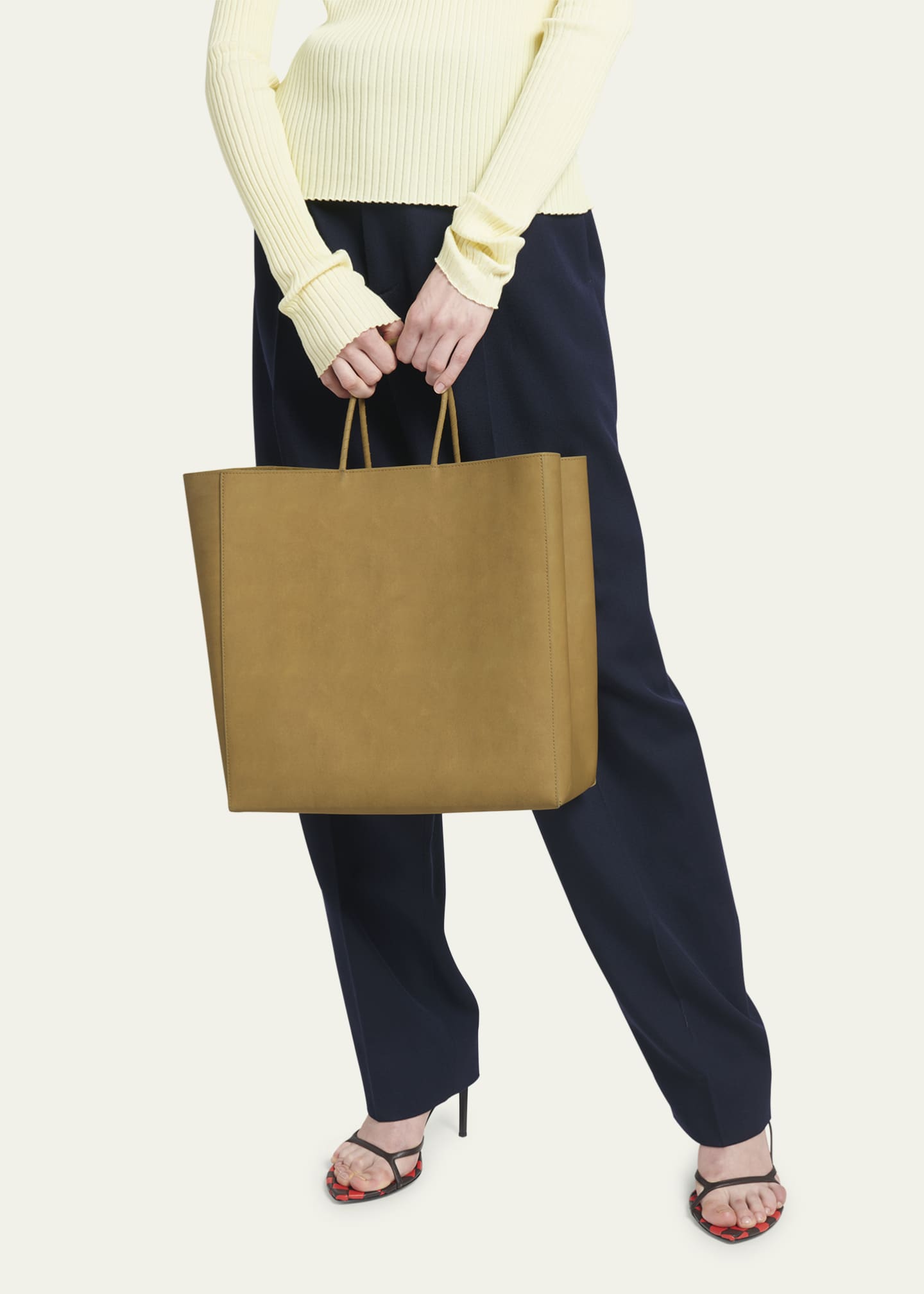 Bottega Veneta Medium Raw Paper Leather Top-Handle Bag Image 2 of 5