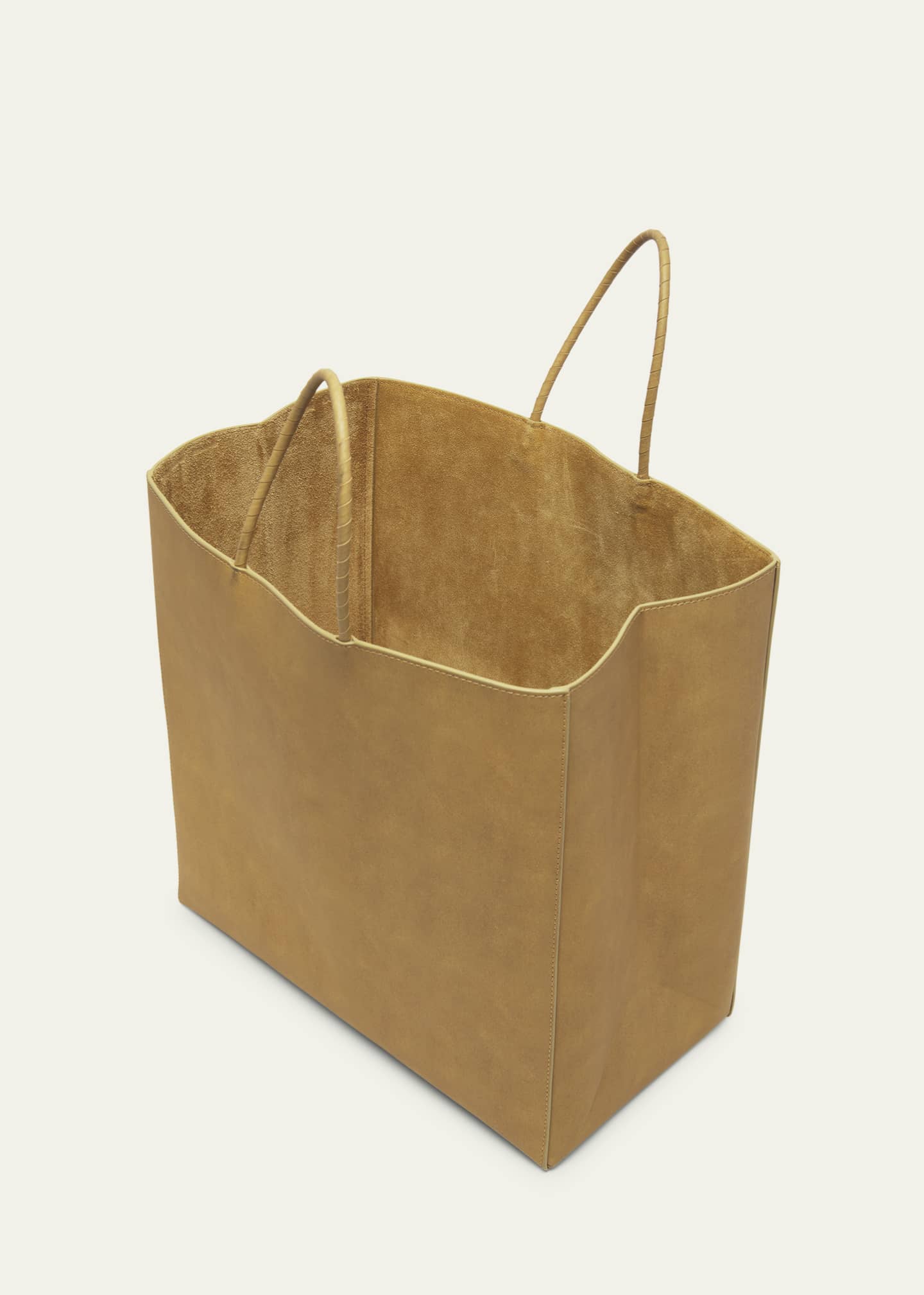 Bottega Veneta Medium Raw Paper Leather Top-Handle Bag Image 4 of 5