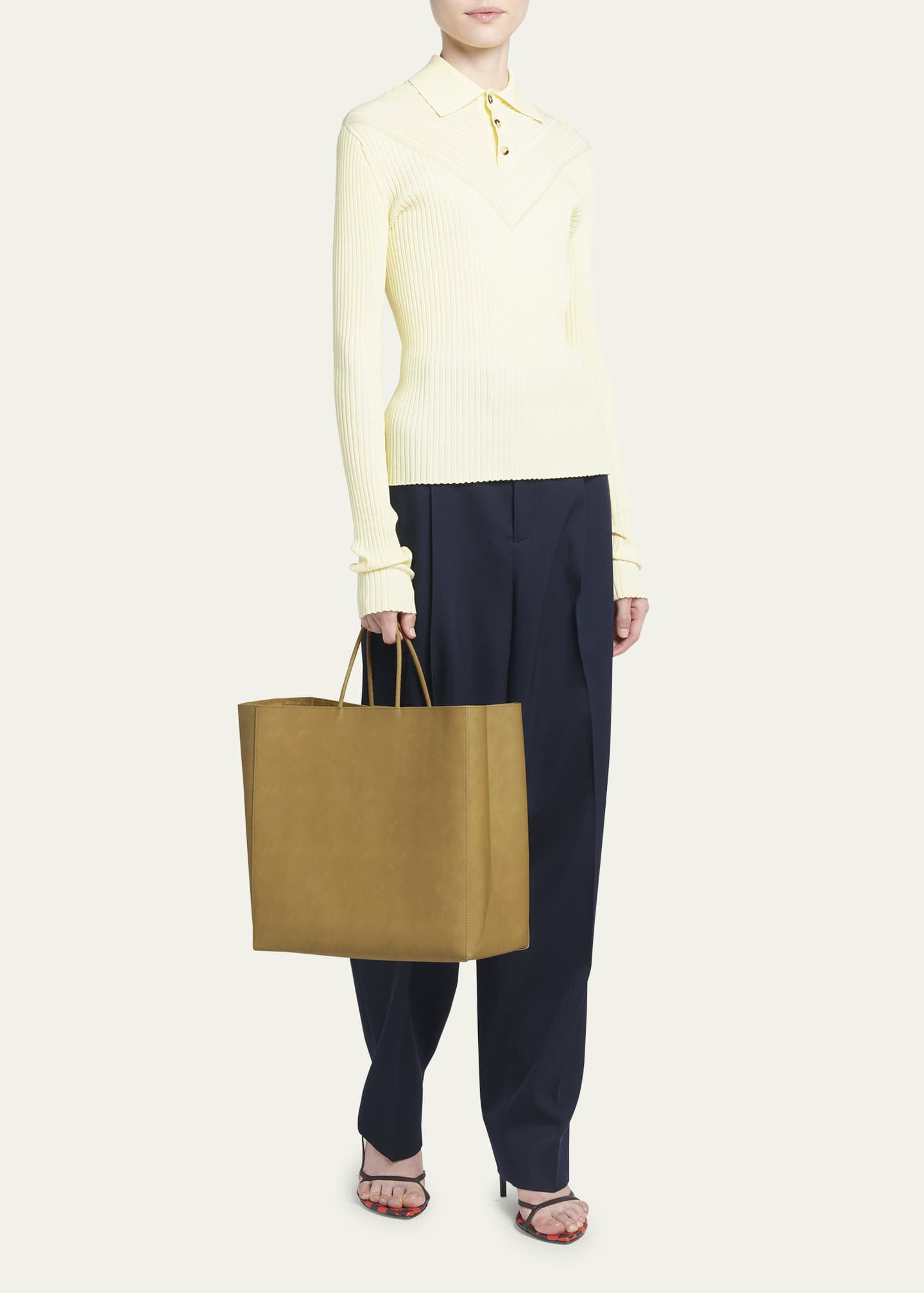 Bottega Veneta Medium Raw Paper Leather Top-Handle Bag Image 5 of 5