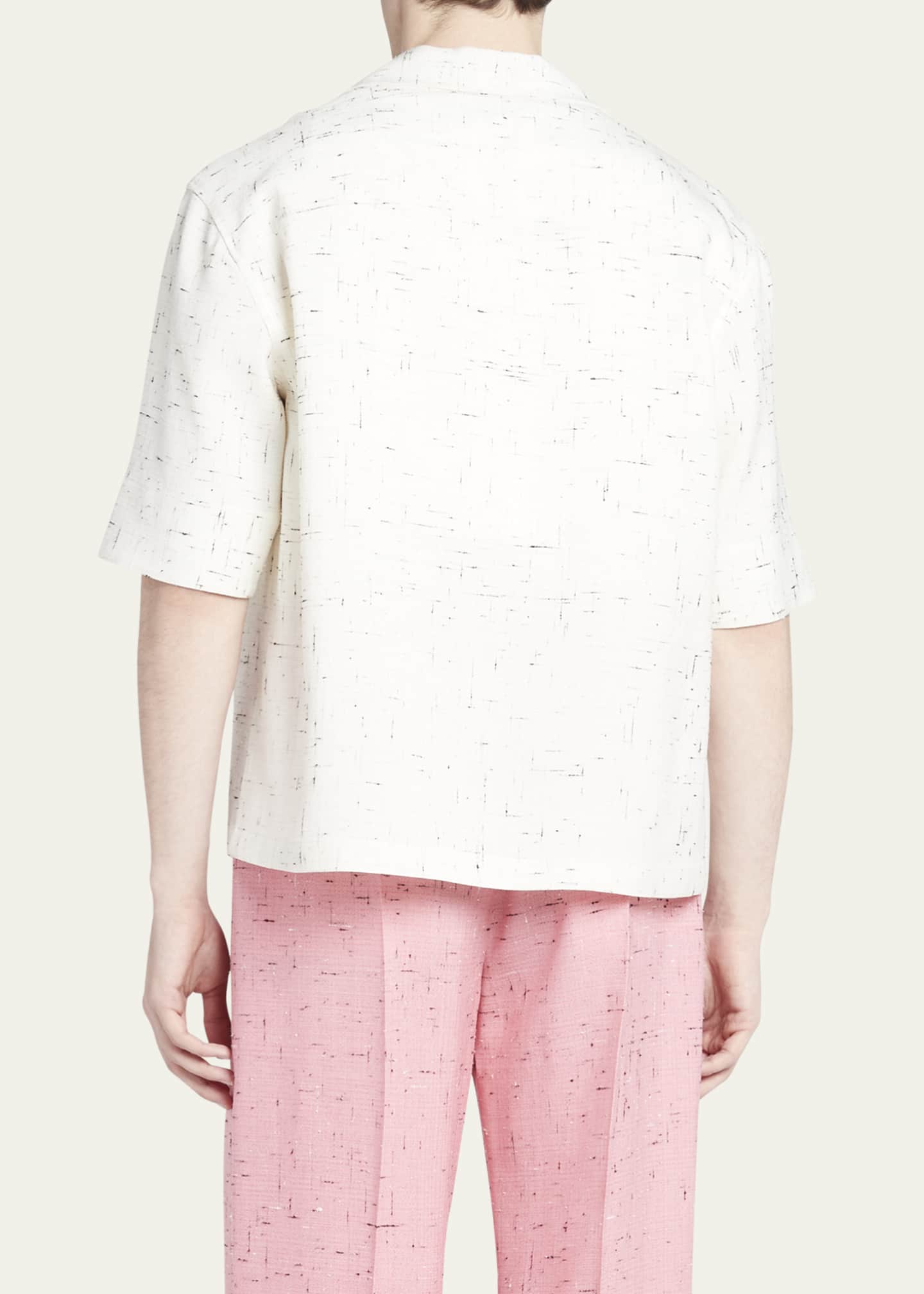 Bottega Veneta Men's Crisscross Viscose Camp Shirt Image 3 of 5