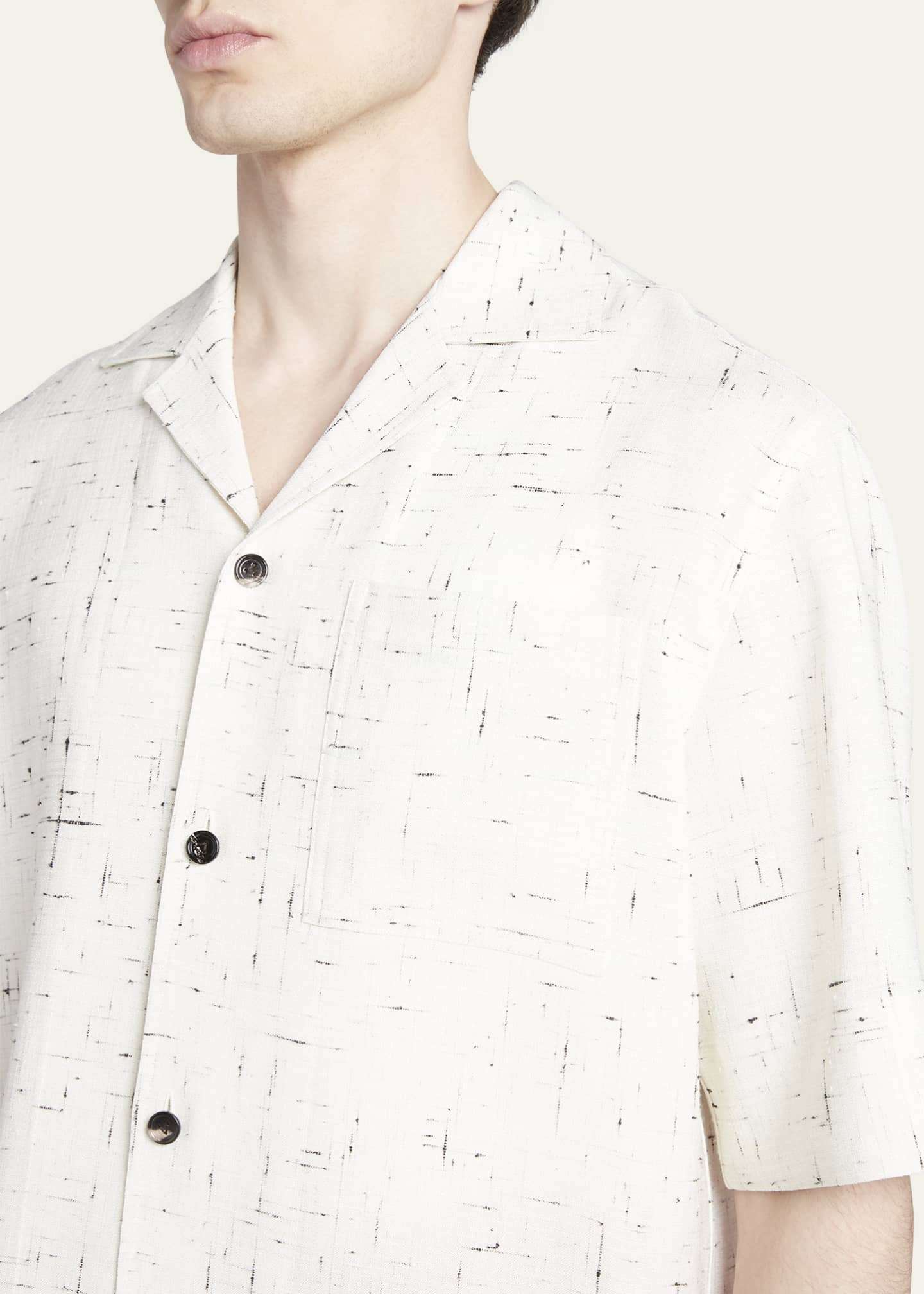 Bottega Veneta Men's Crisscross Viscose Camp Shirt Image 5 of 5