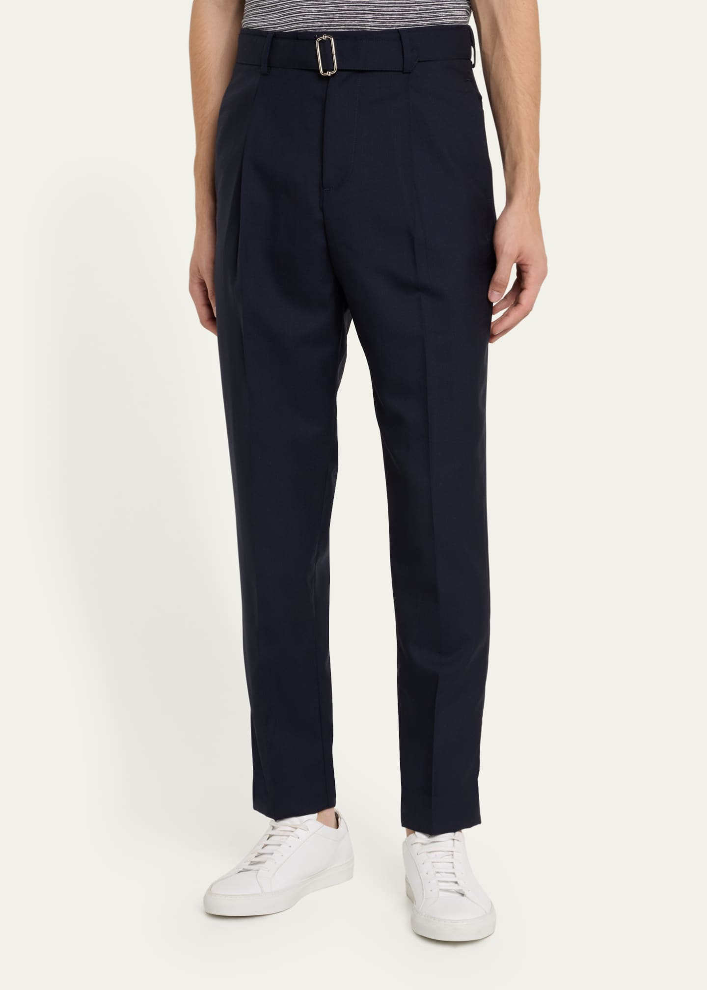 Officine Generale Men's Wool Fresco Cropped Pleated Hugo