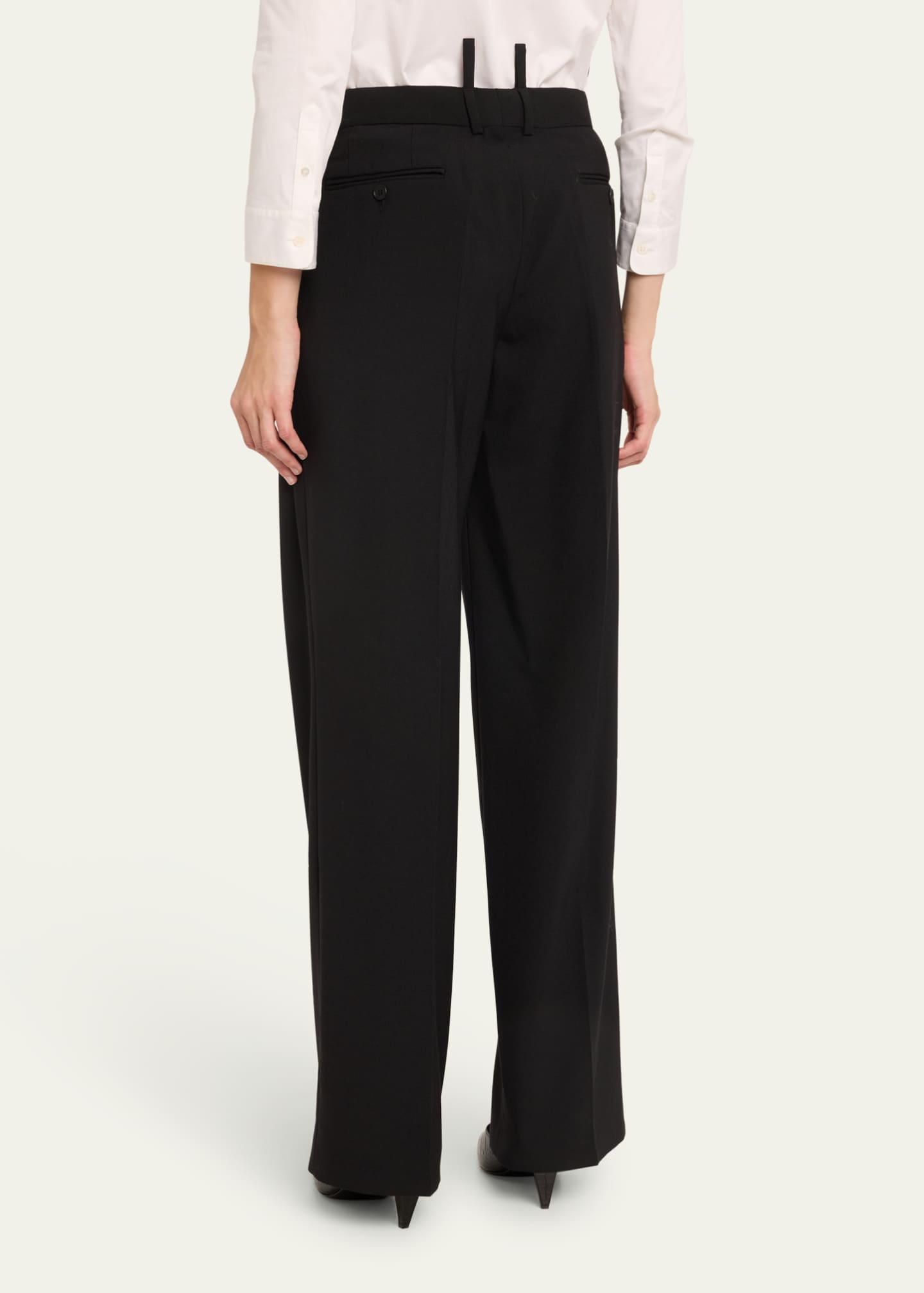 bettter Pintuck Double Belt Loop Wool Trousers