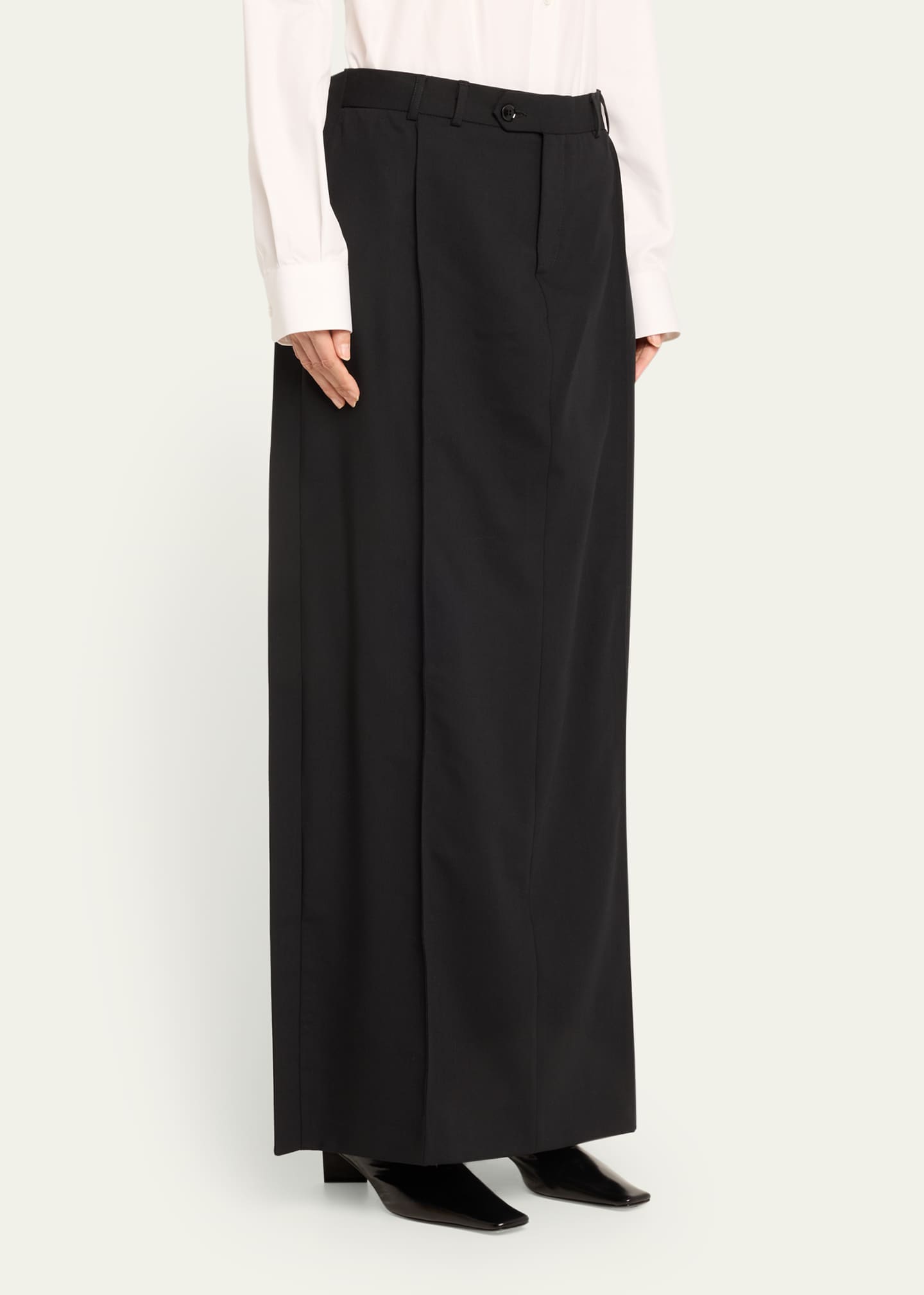 bettter Long Side Ribbed Wool Skirt
