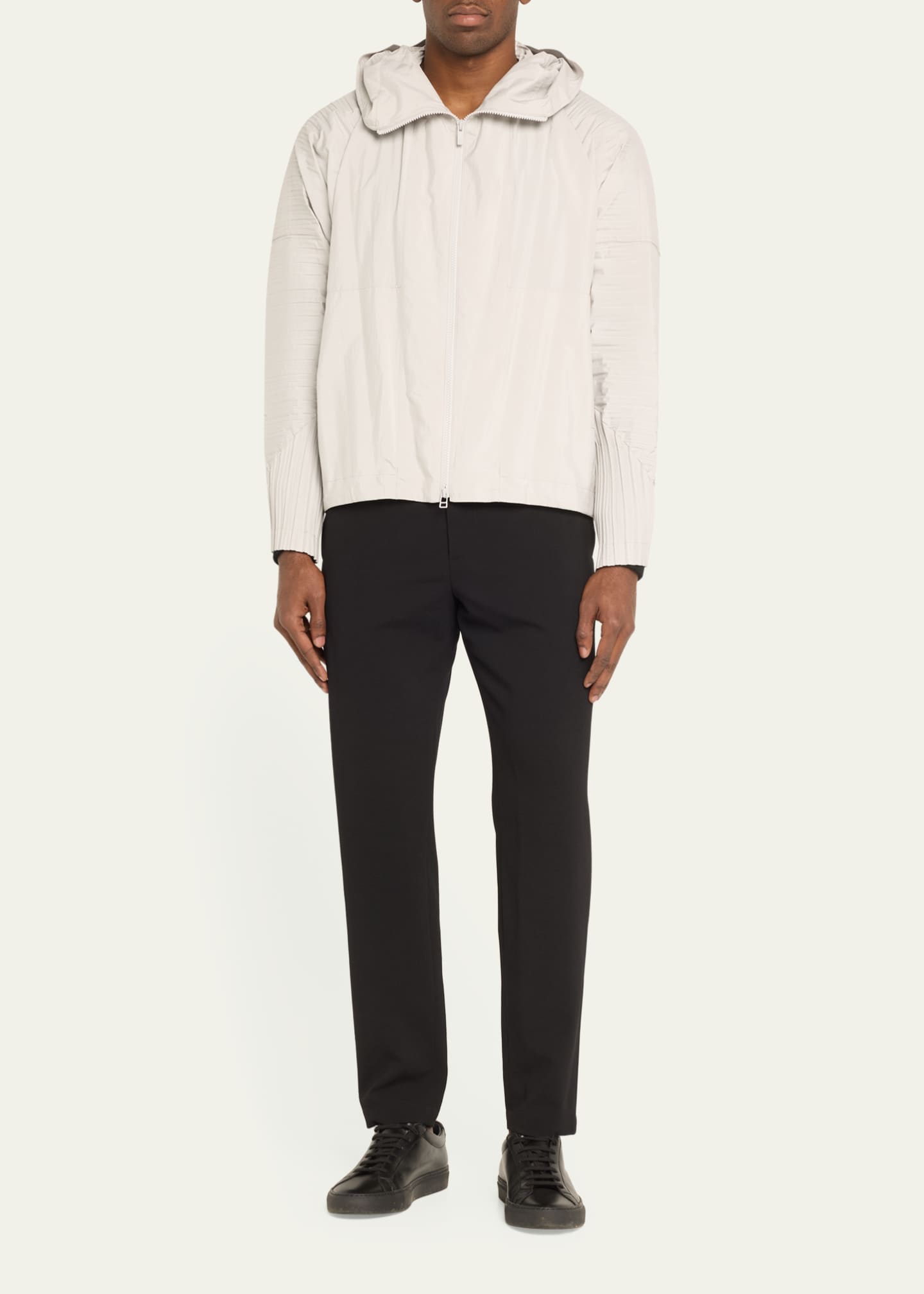 Homme Plisse Issey Miyake Men's Hooded Pleated Blouson Jacket