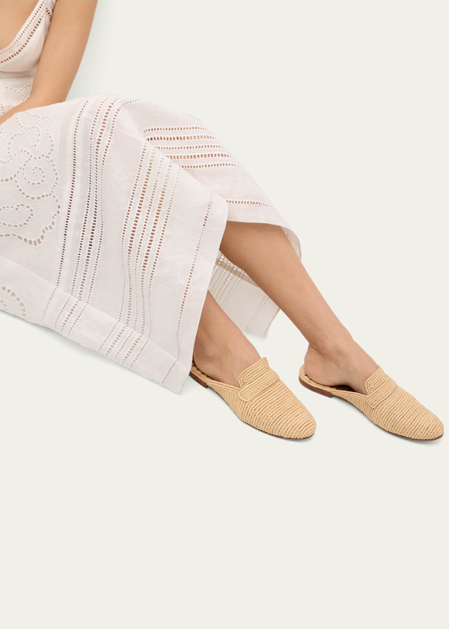 Carrie Forbes Tapa Woven Raffia Loafer Mules Image 2 of 6