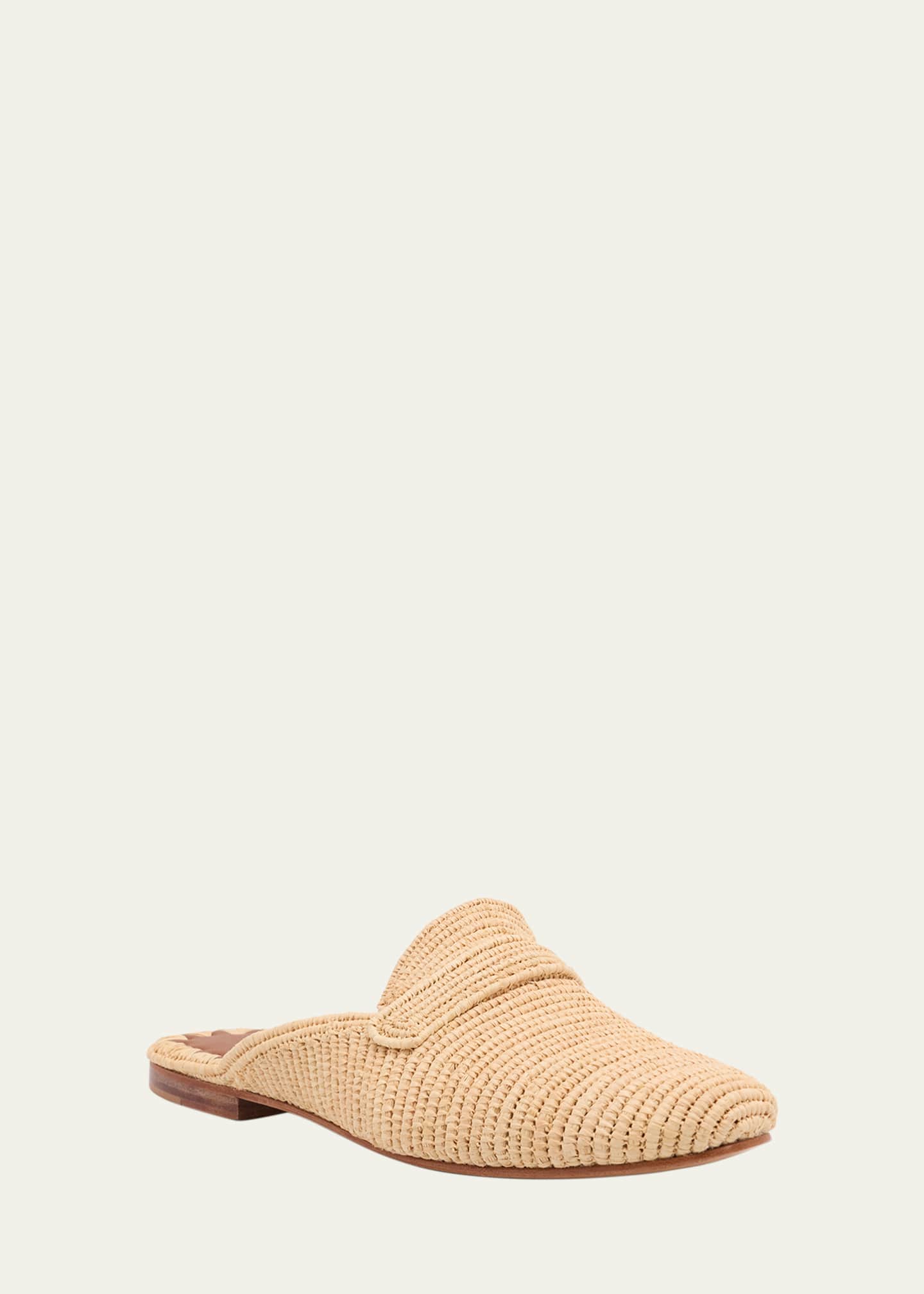 Carrie Forbes Tapa Woven Raffia Loafer Mules Image 3 of 6