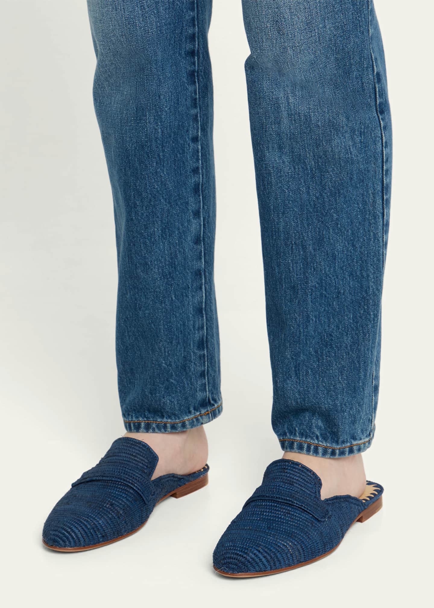 Carrie Forbes Tapa Woven Raffia Loafer Mules Image 2 of 6