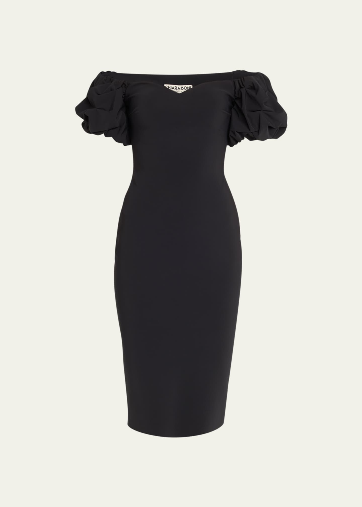 Chiara Boni La Petite Robe Gavril Off-Shoulder Puff-Sleeve Midi Dress ...