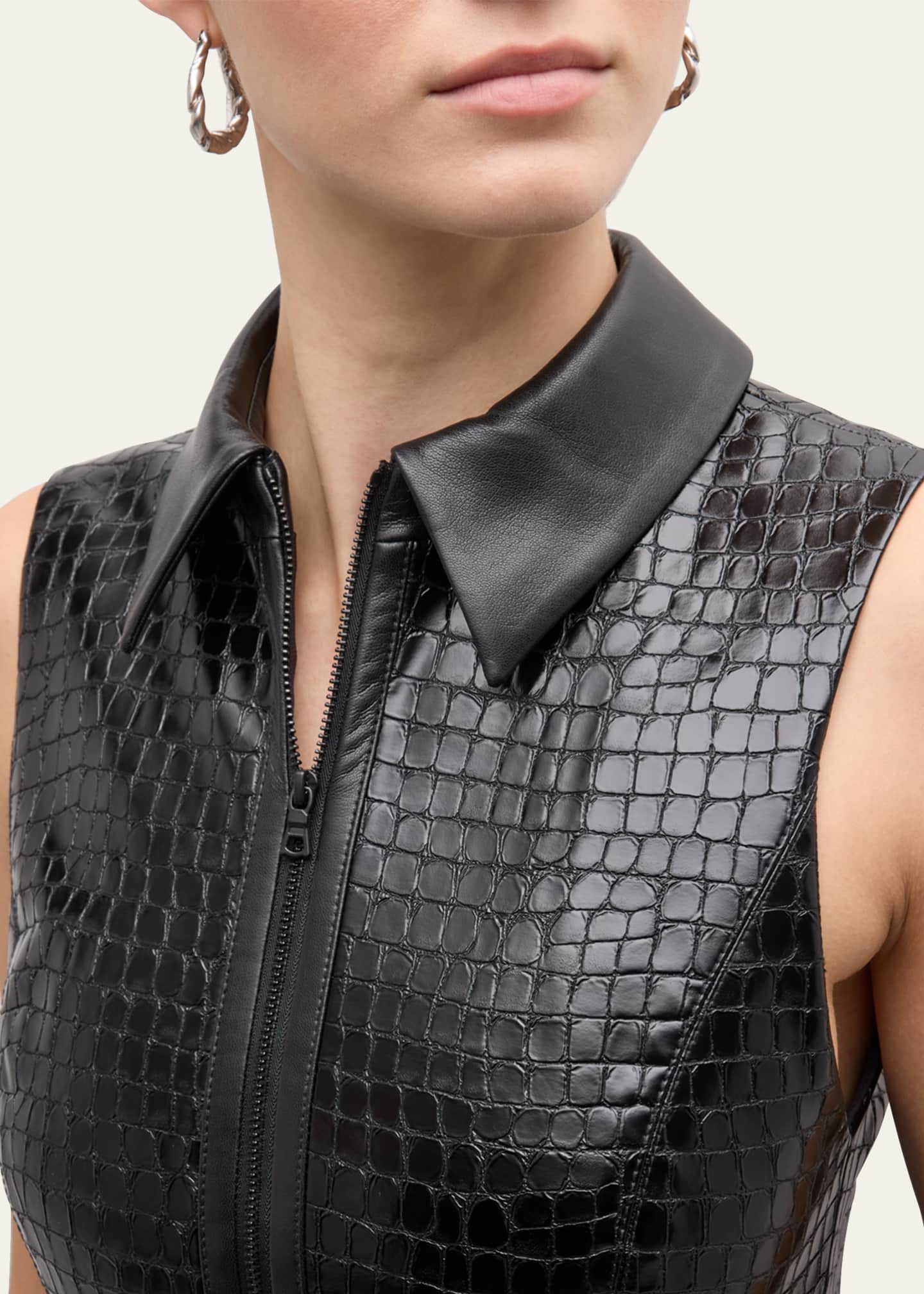 Alice & Olivia Chara Vegan Leather Croc Mini Dress