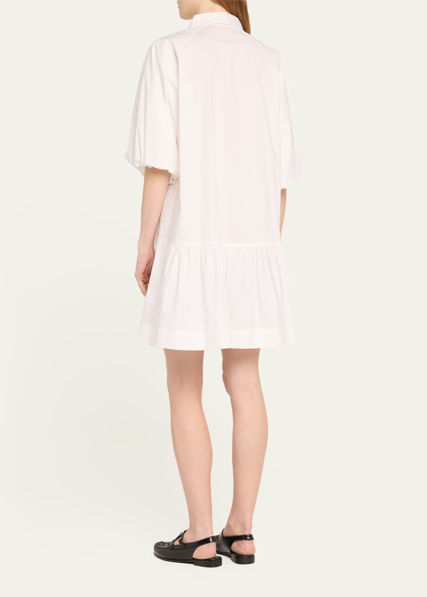 SIMKHAI Crissy Puff-Sleeve Cotton Poplin Mini Shirtdress Image 3 of 5