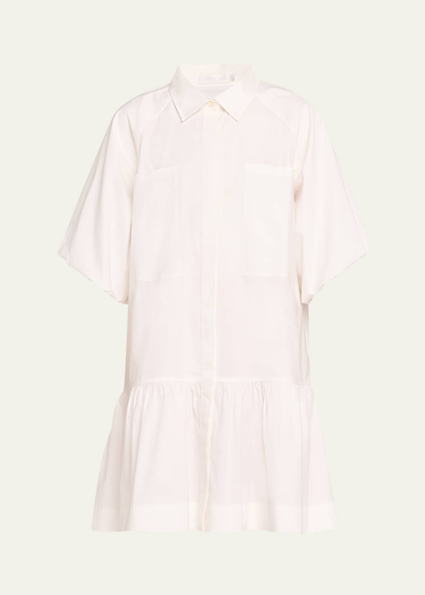 SIMKHAI Crissy Puff-Sleeve Cotton Poplin Mini Shirtdress Image 1 of 5