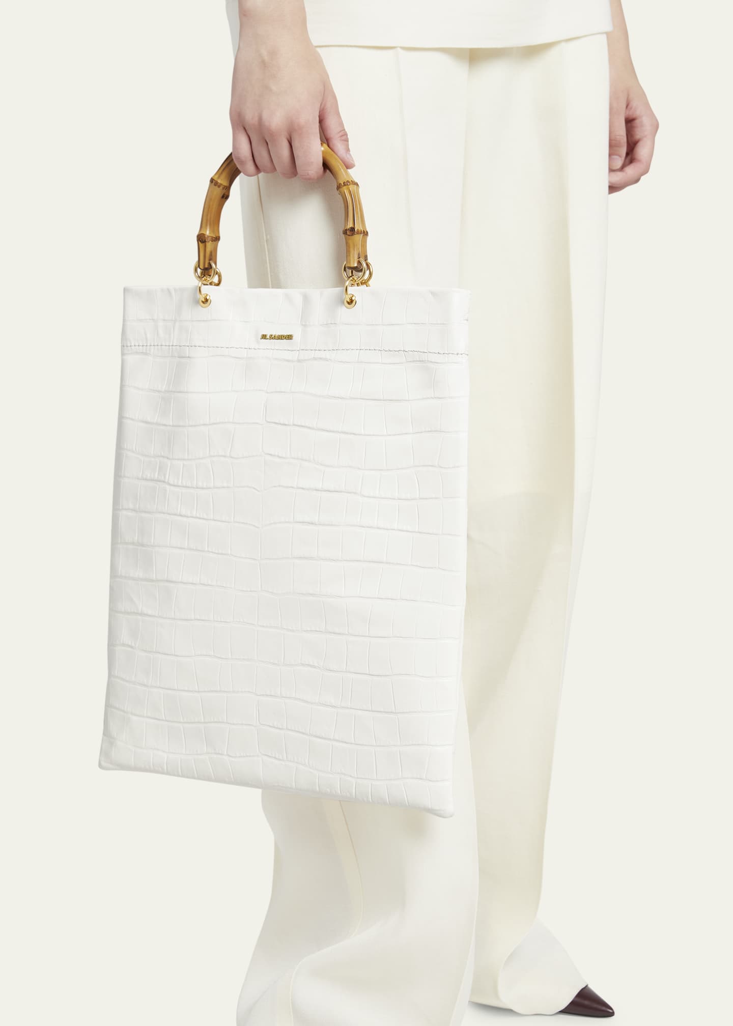 Jil Sander Medium Croc-Embossed Shopper Tote Bag - Bergdorf Goodman