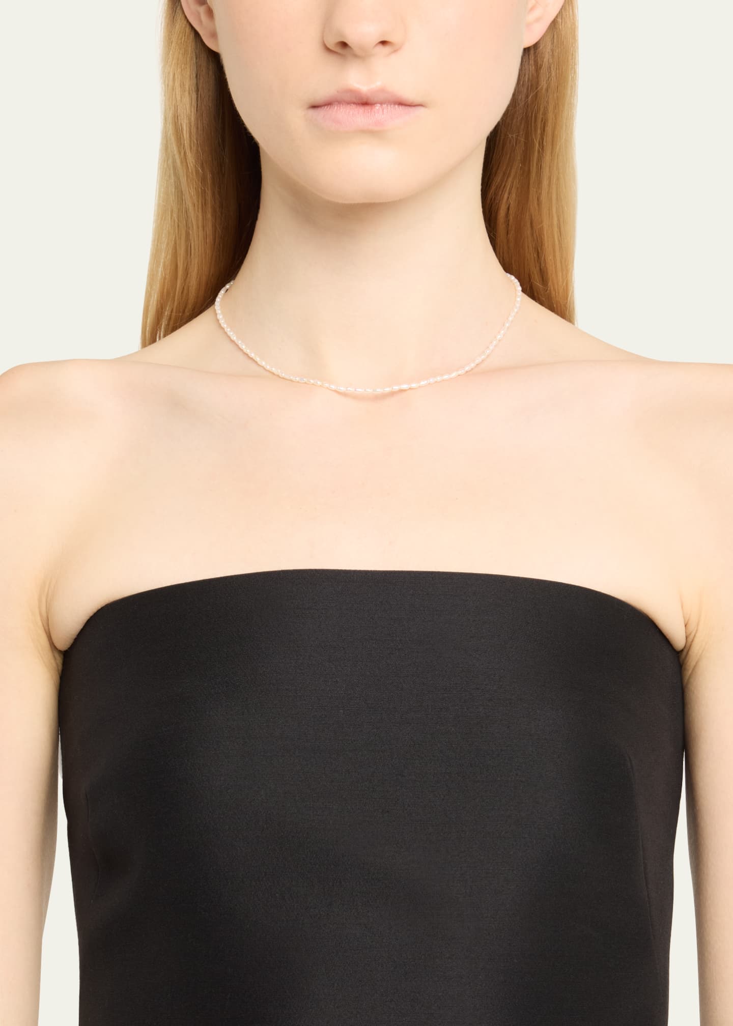 V.BELLAN 14K Yellow and White Gold Skinny Freshwater Pearl Choker Image 2 of 4