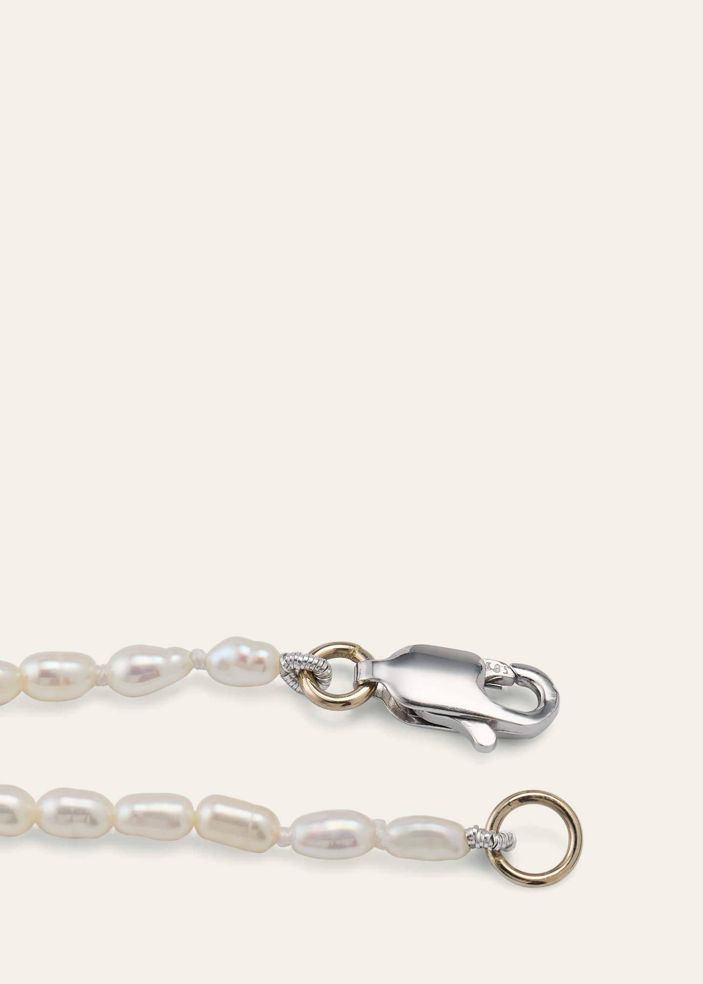 V.BELLAN 14K Yellow and White Gold Skinny Freshwater Pearl Choker Image 4 of 4