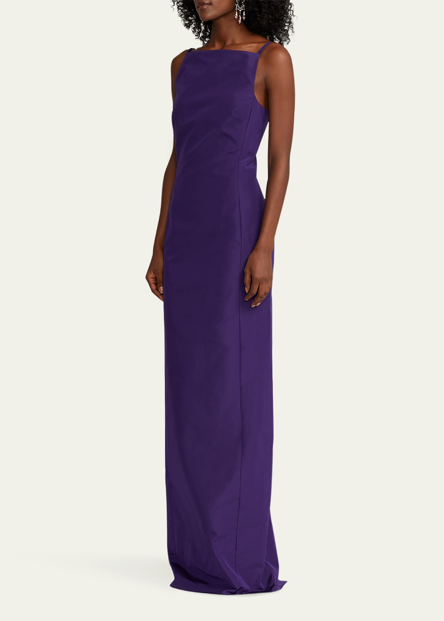 Ralph Lauren Collection Krystina Straight-Neck Column Evening Dress ...
