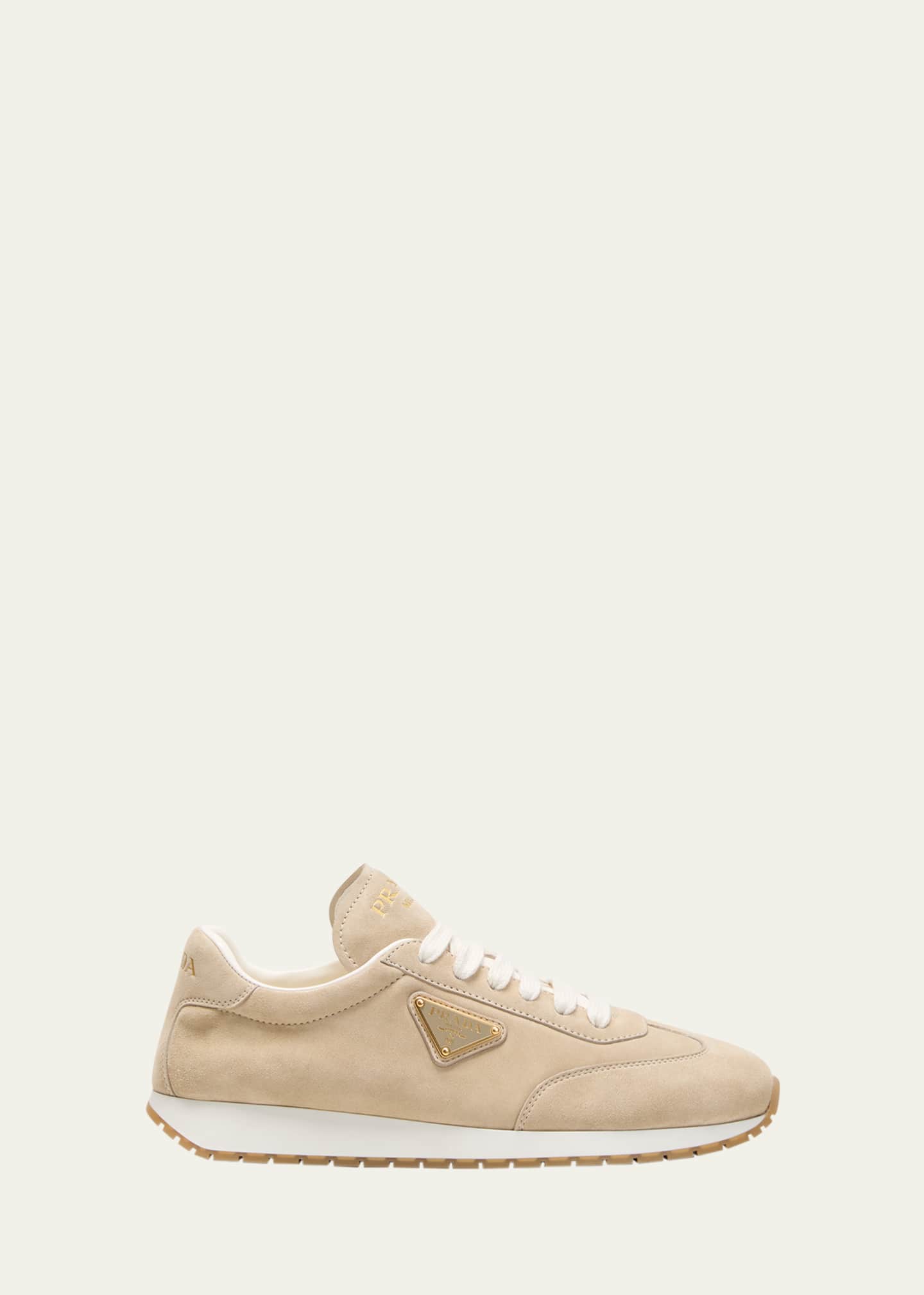 Prada Suede Lace Up Runner Sneakers