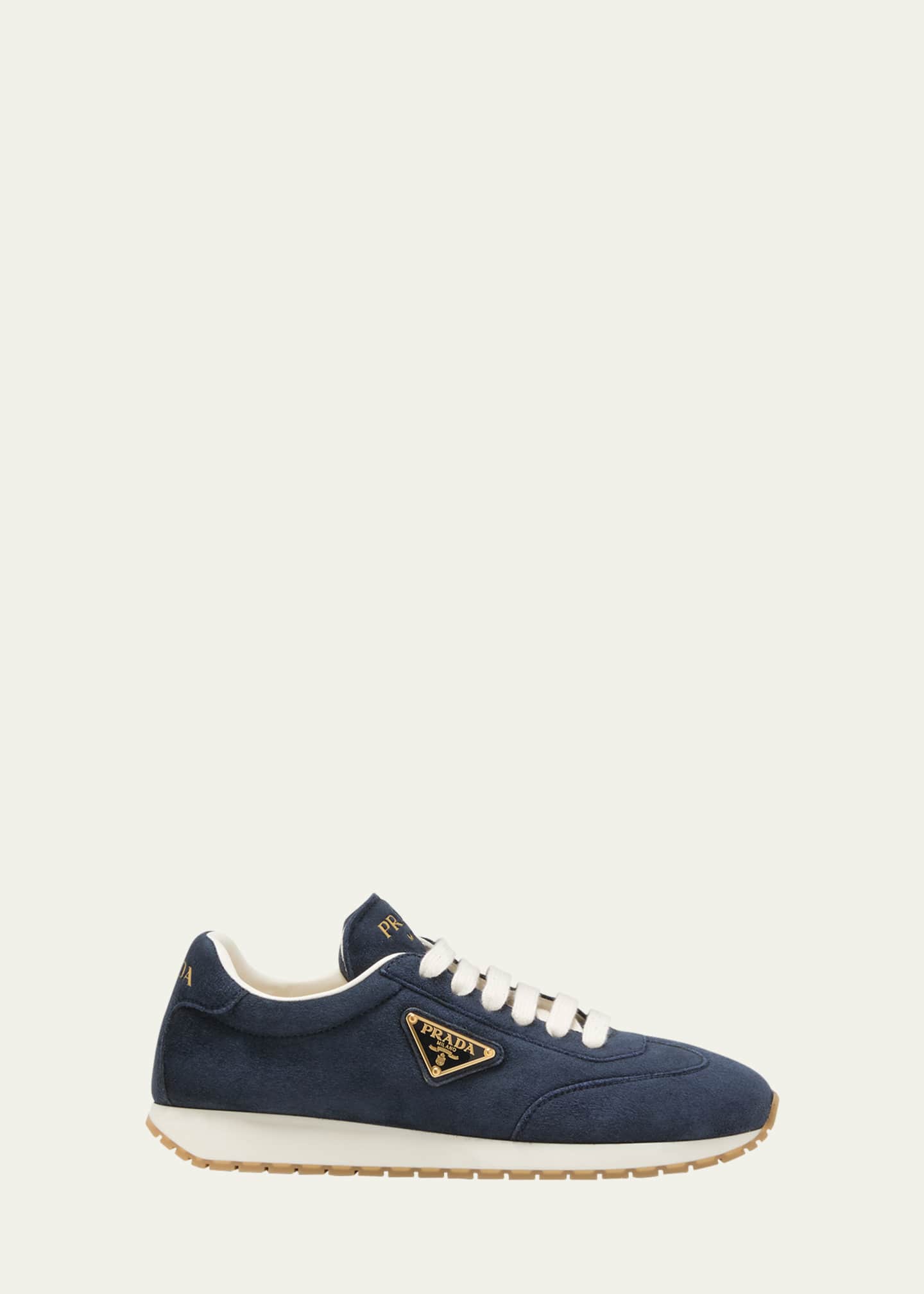 Prada Suede Lace Up Runner Sneakers